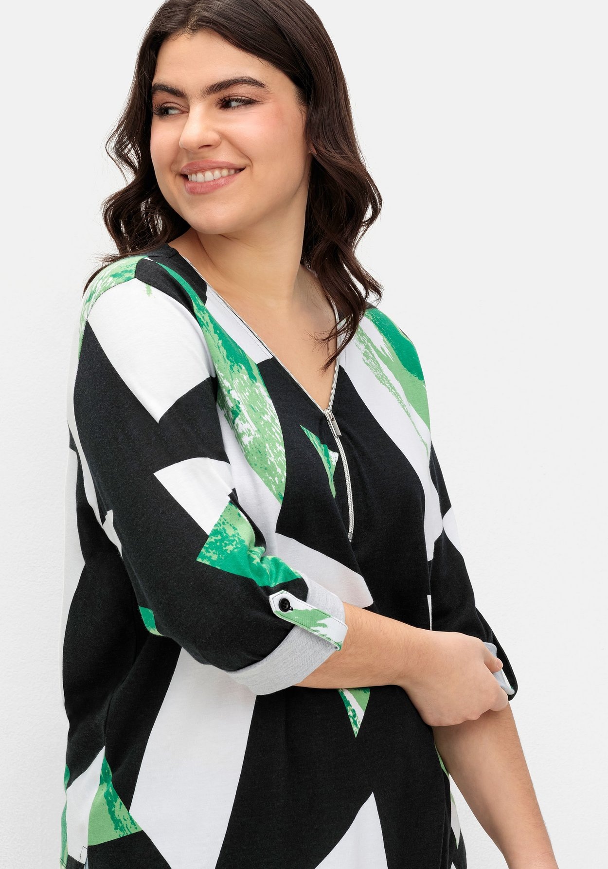 Sheego Langarmshirt »Langarmshirt mit Reißverschluss am Ausschnitt«