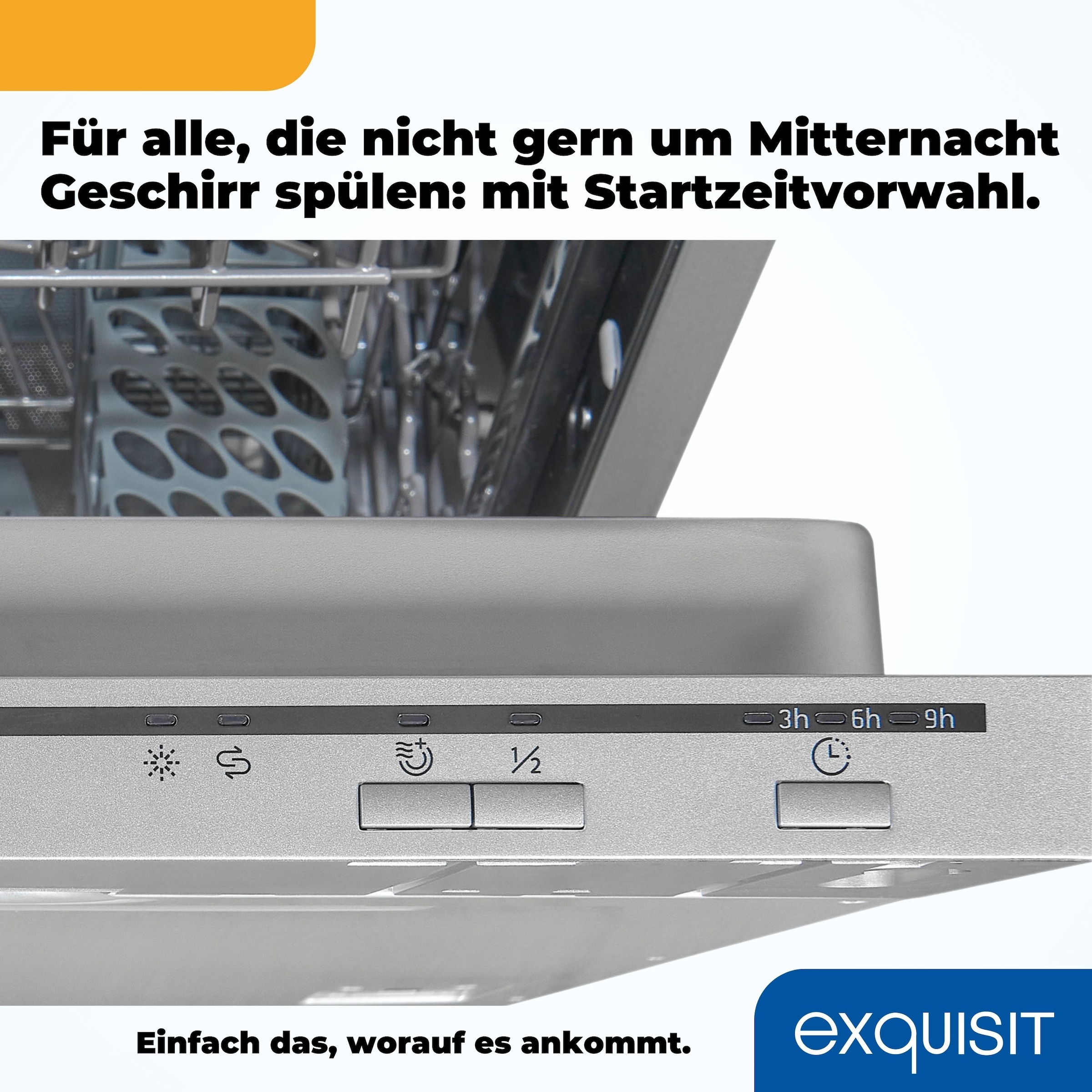 exquisit vollintegrierbarer Geschirrspüler »EGSP1009-E-030E silber«, 9 Maßgedecke, 45 cm breit