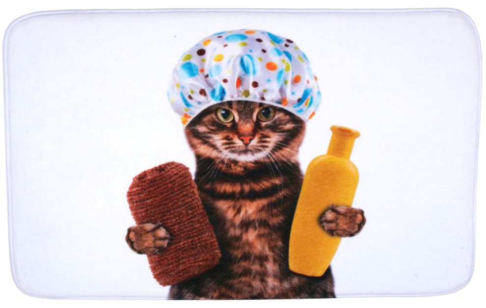 Sanilo Badaccessoire-Set »Shower Cat«, (3 tlg.), bestehend aus WC-Sitz, Badteppich und Waschbeckenstöpsel