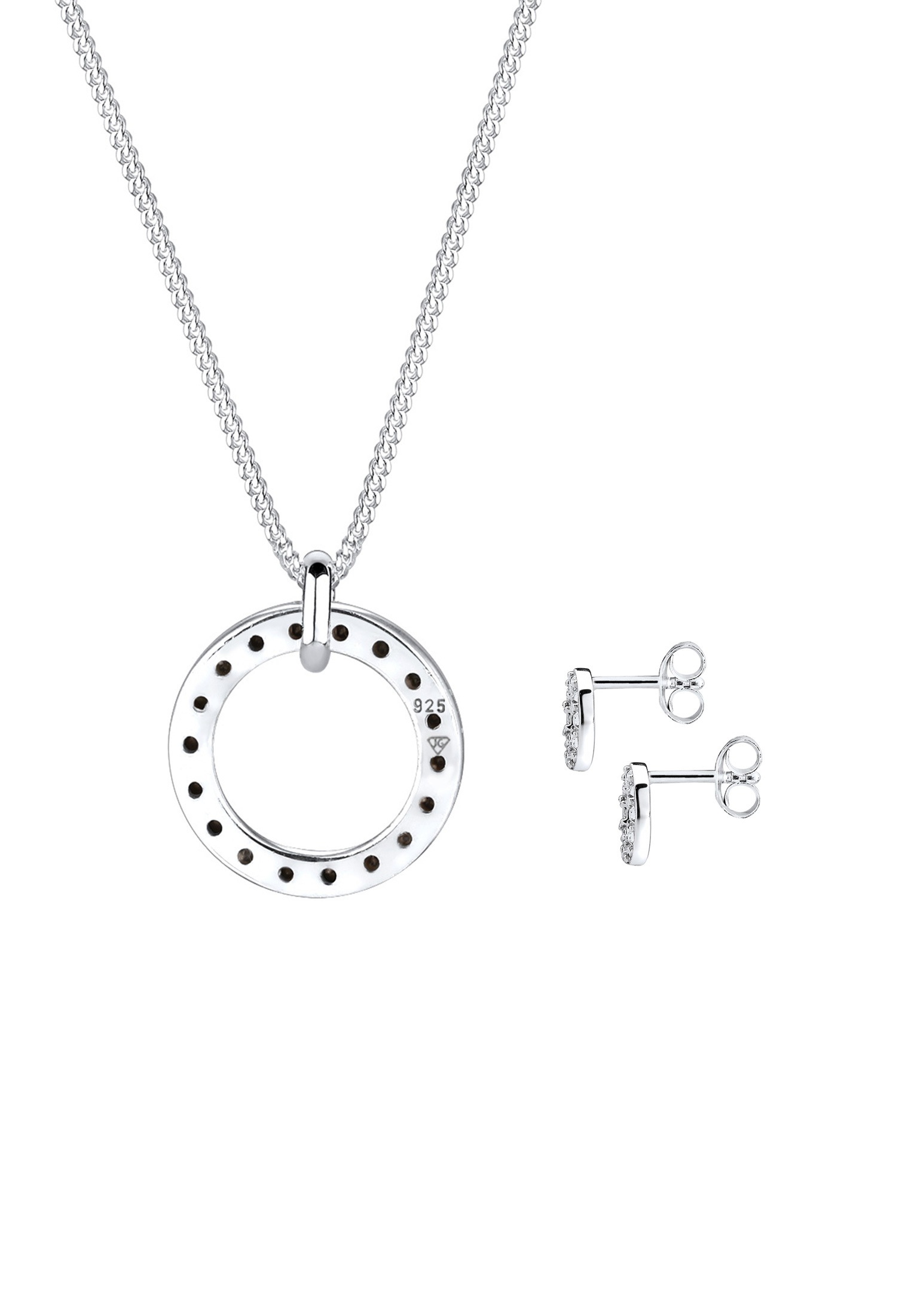 Elli Ohrring und Ketten Set »Schmuckset Kreis Kristalle Ohrring Halskette Set 925 Silber«
