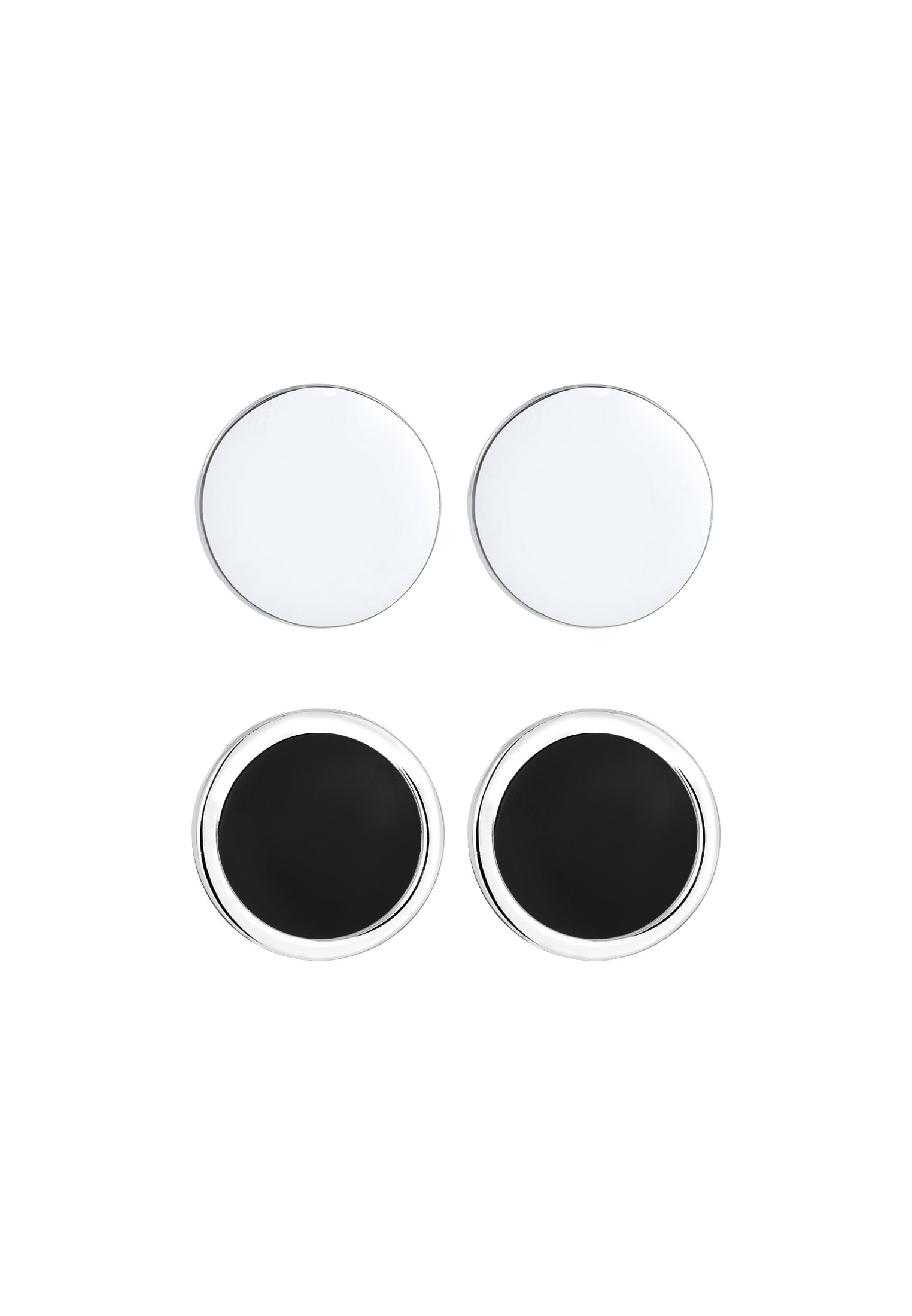 Kuzzoi Paar Ohrstecker »Ohrringe Herren Set Kreis Geo Emaille 925 Silber«