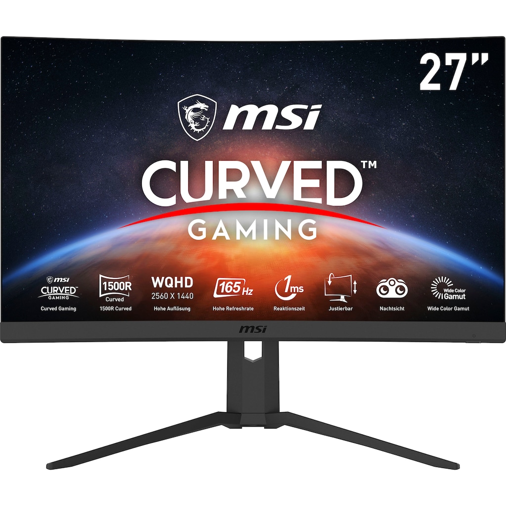 MSI Curved-Gaming-LED-Monitor »Optix G27CQ4P«, 69 cm/27 Zoll, 2560 x 1440 px, WQHD, 1 ms Reaktionszeit, 165 Hz