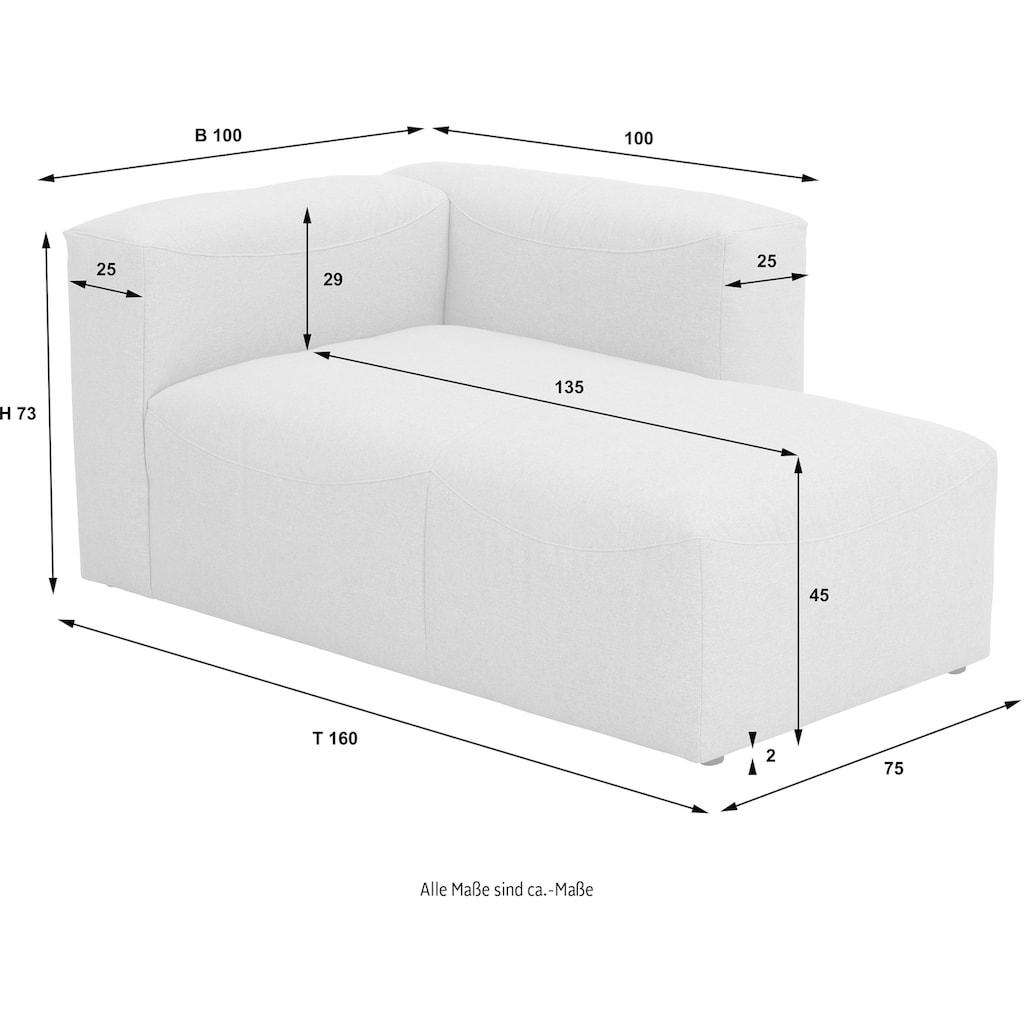 Max Winzer® Chaiselongue »Lena«, Longchair-Element mit Armlehne links oder rechts, individuell