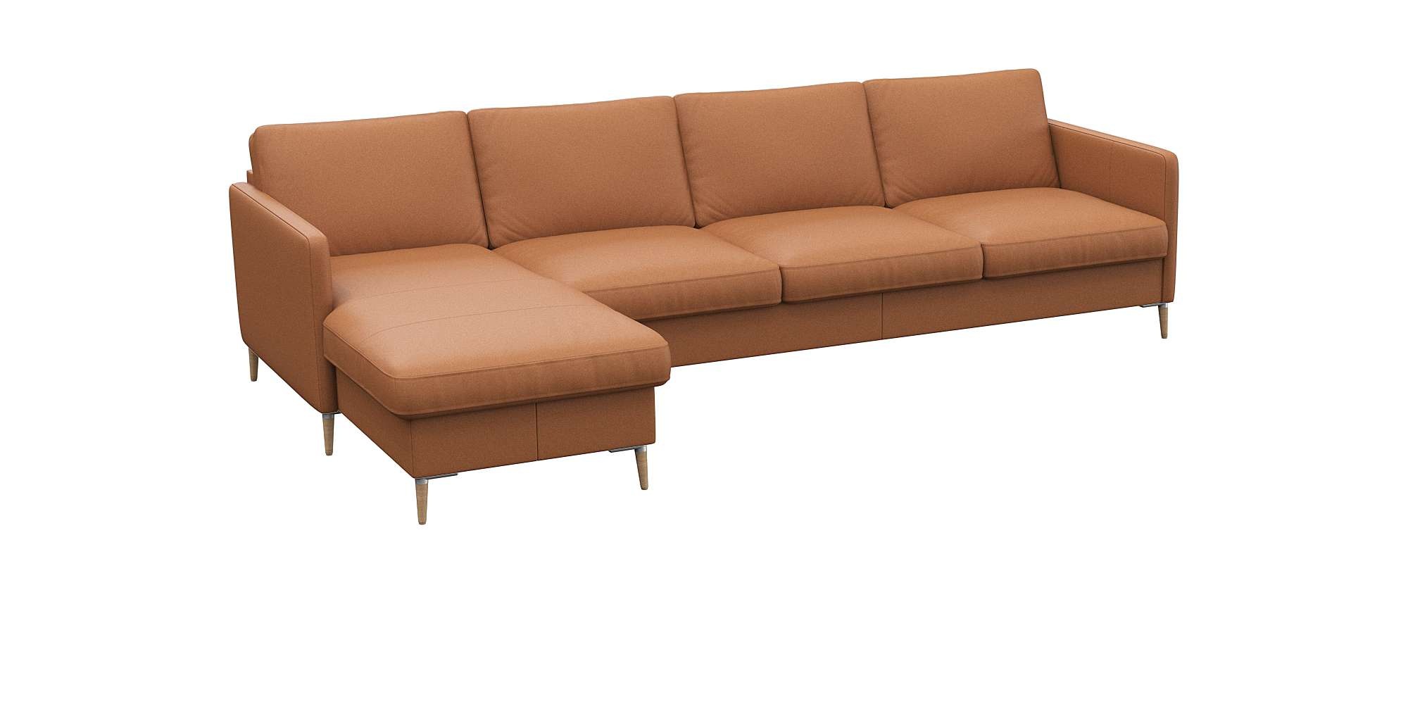 FLEXLUX Ecksofa »Fiore, super Sitzkomfort durch Kaltschaum im Sitz, L-Form«, schmale Armlehnen, Füße Alu+ Eiche