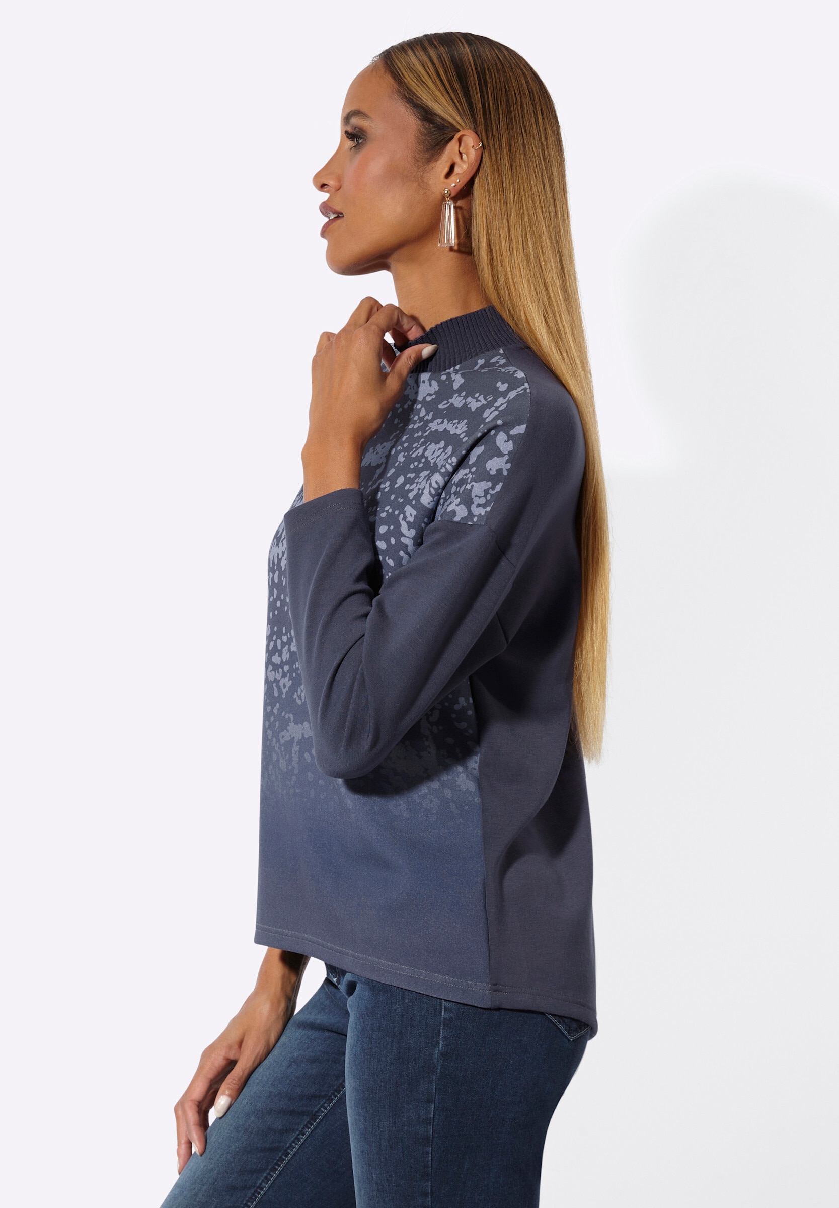 creation L Trainingsshirt »Modal-Mix-Sweatshirt Stehkragenshirt mit platziertem Druck«