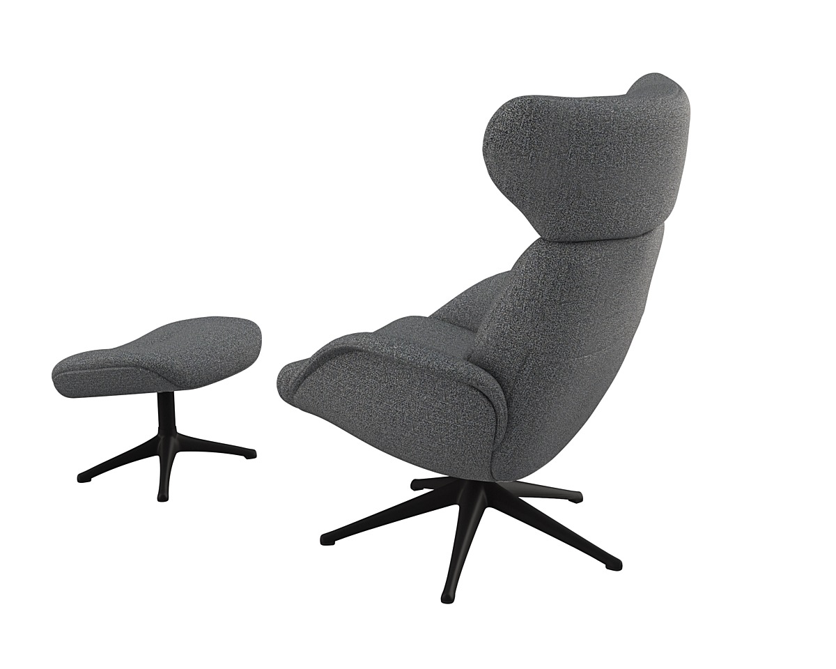 FLEXLUX Relaxsessel »Fernsehsessel More, ergonomisch, drehbar, robuster Fuß, Scandi«, Premium Komfort, Rücken- & Kopfteilverstellung, drehbar, Fuß schwarz