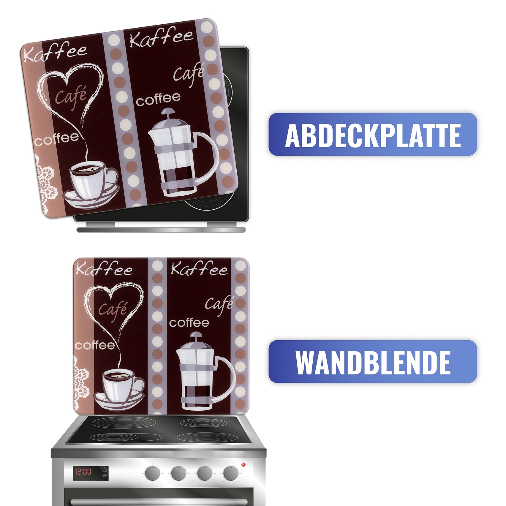 Maximex Schneide- und Abdeckplatte »Modell Kaffeeduft« Spritzschutz, Herdblende, Schneidbrett, für Glaskeramik-Kochfelder