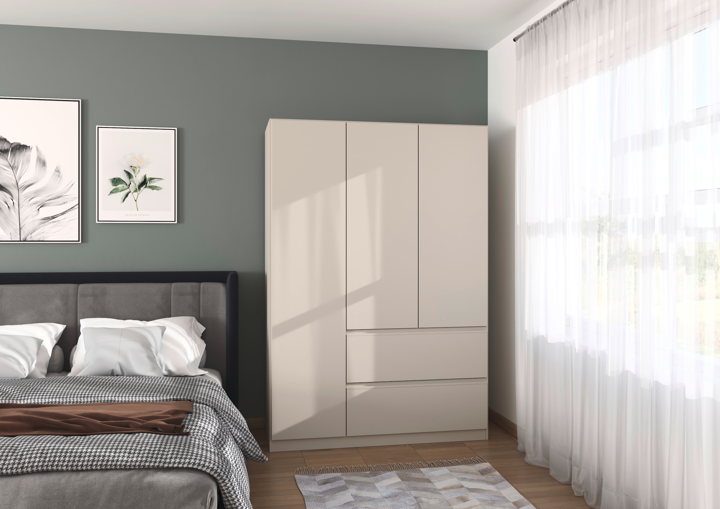 rauch Drehtürenschrank »Kleiderschrank Schrank Garderobe Wäscheschrank Schlafzimmer JOEL« in 3 verschiedenen Ausstattungen BASIC/CLASSIC/PREMIUM,  mit zwei Schubladen, mit Push-to-Open Funktion MADE IN GERMANY