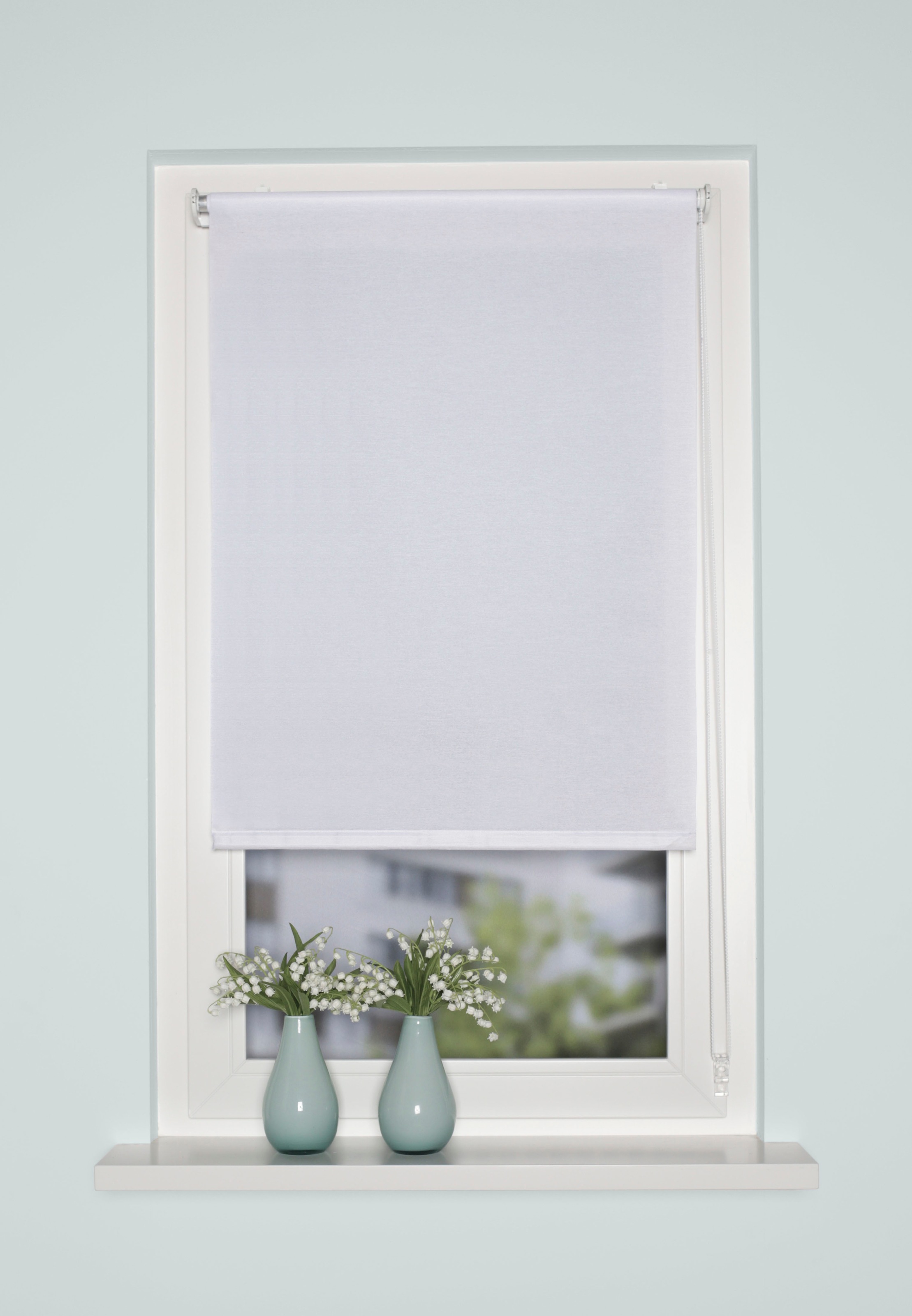 Home Wohnideen Raffrollo »ROM« mit Hakenaufhängung ohne Bohren freihängend Kettenzugrollo, Uni in weiß