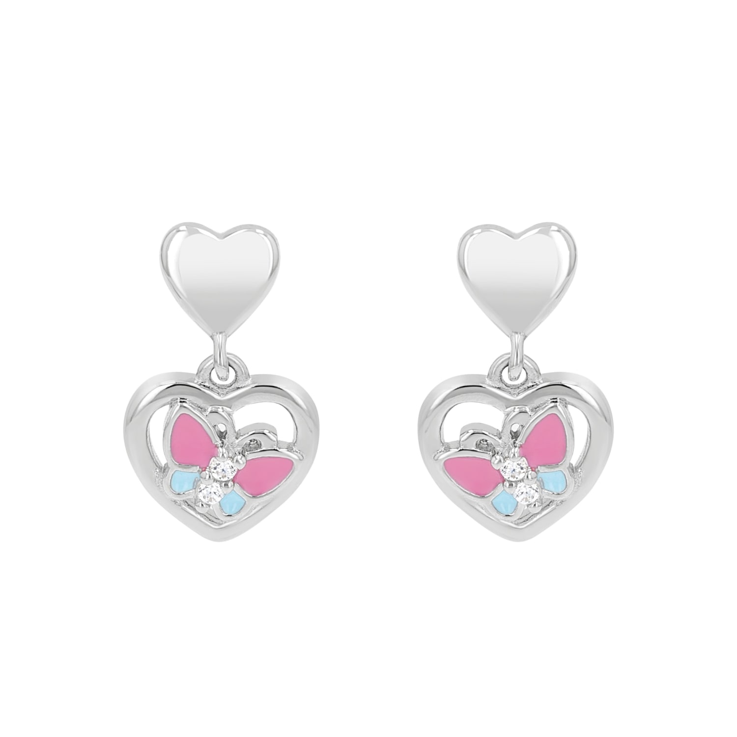 Prinzessin Lillifee Paar Ohrhänger »Herzen/Schmetterling-Optik« mit Zirkonia (synth.)