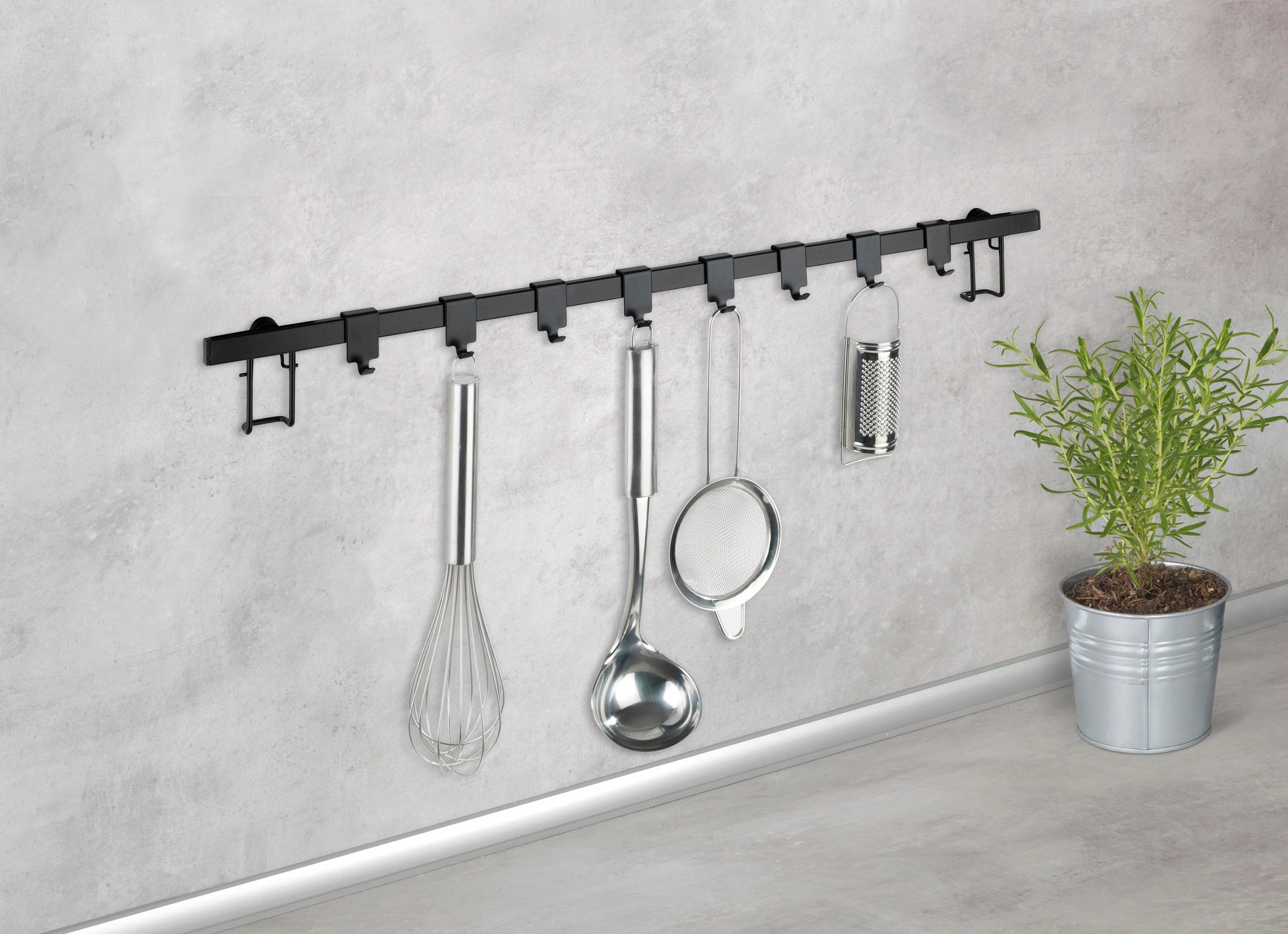 WENKO Hakenleiste »Gala«, (60 cm), mit 8 Haken, pulverbeschichtetem Flachstahl