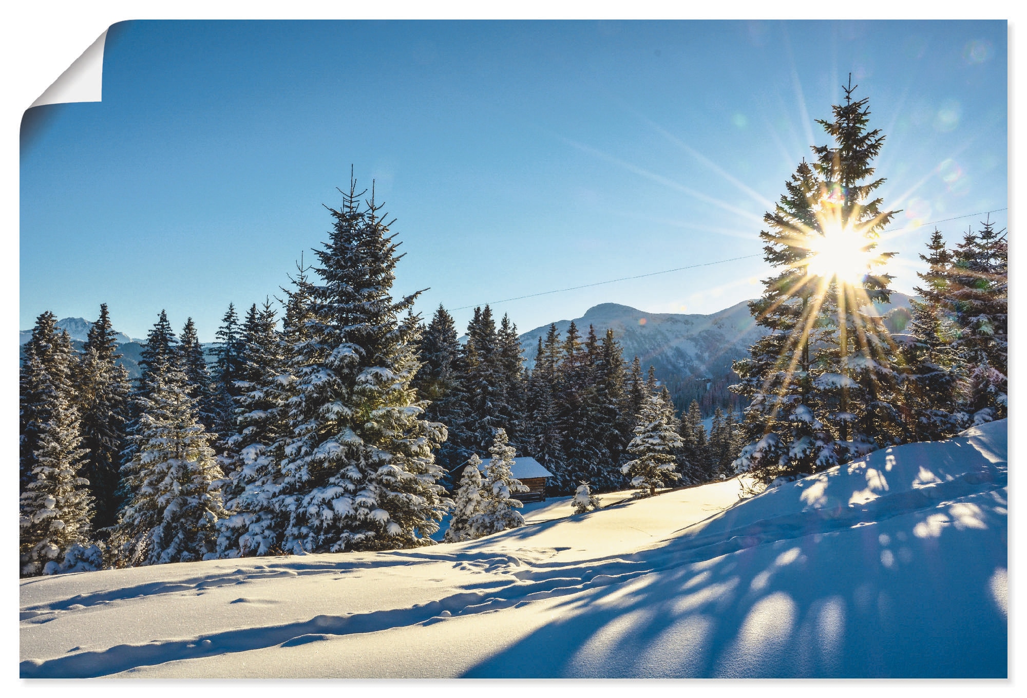 Artland Wandbild »Winterlandschaft mit Sonnenstern«, Berge, (1 St.), als  Alubild, Leinwandbild, Wandaufkleber oder Poster in versch. Größen kaufen  bei OTTO