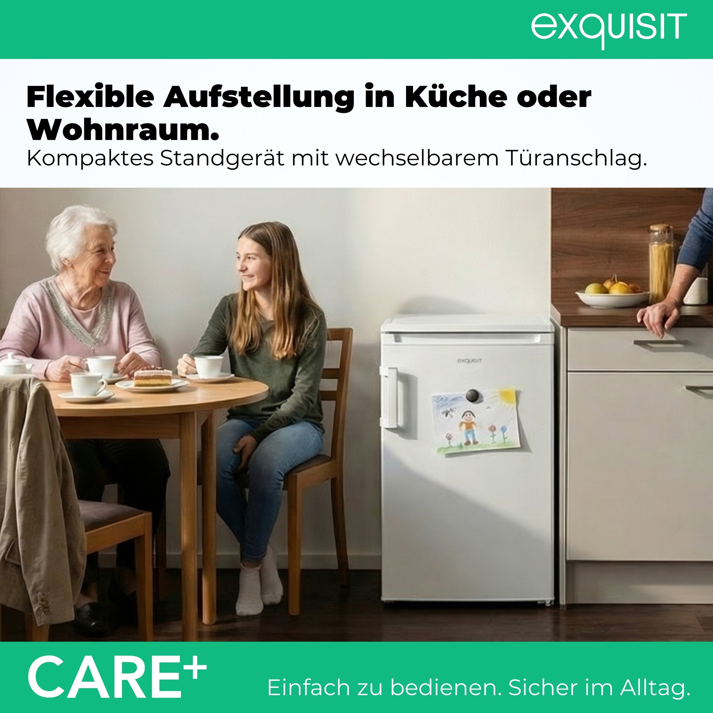 exquisit Kühlschrank »KS16-4-HEA-090E Care weiss« 86,5 cm hoch 54,5 cm breit Kompakter Kühlschrank mit 4*-Gefrierfach, 106 l Kühlvolumen