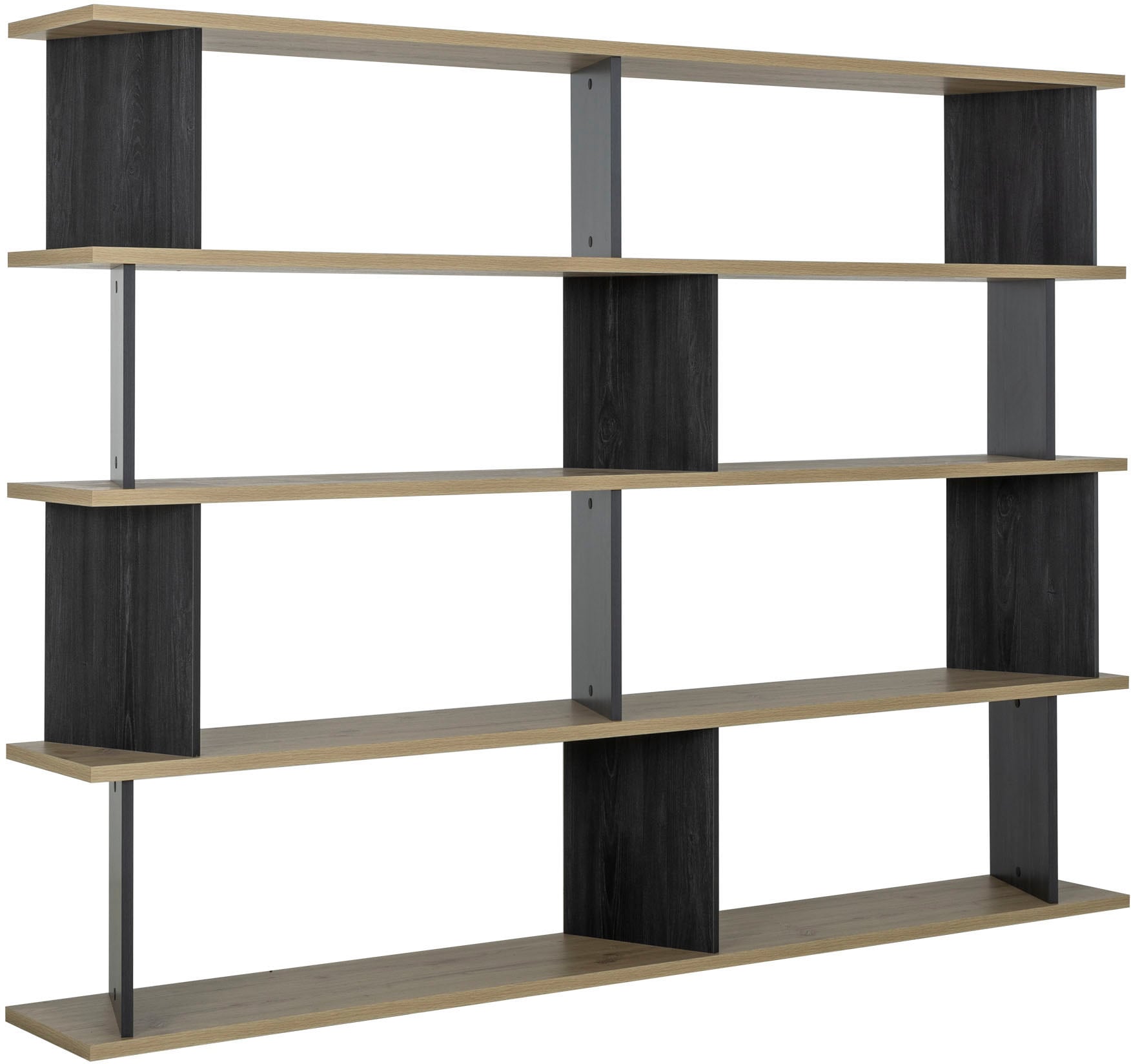 Gami Bücherregal Ein großes Bücherregal in schwarz, Größe B/H/T: 220 cm x 163 cm x 32 cm