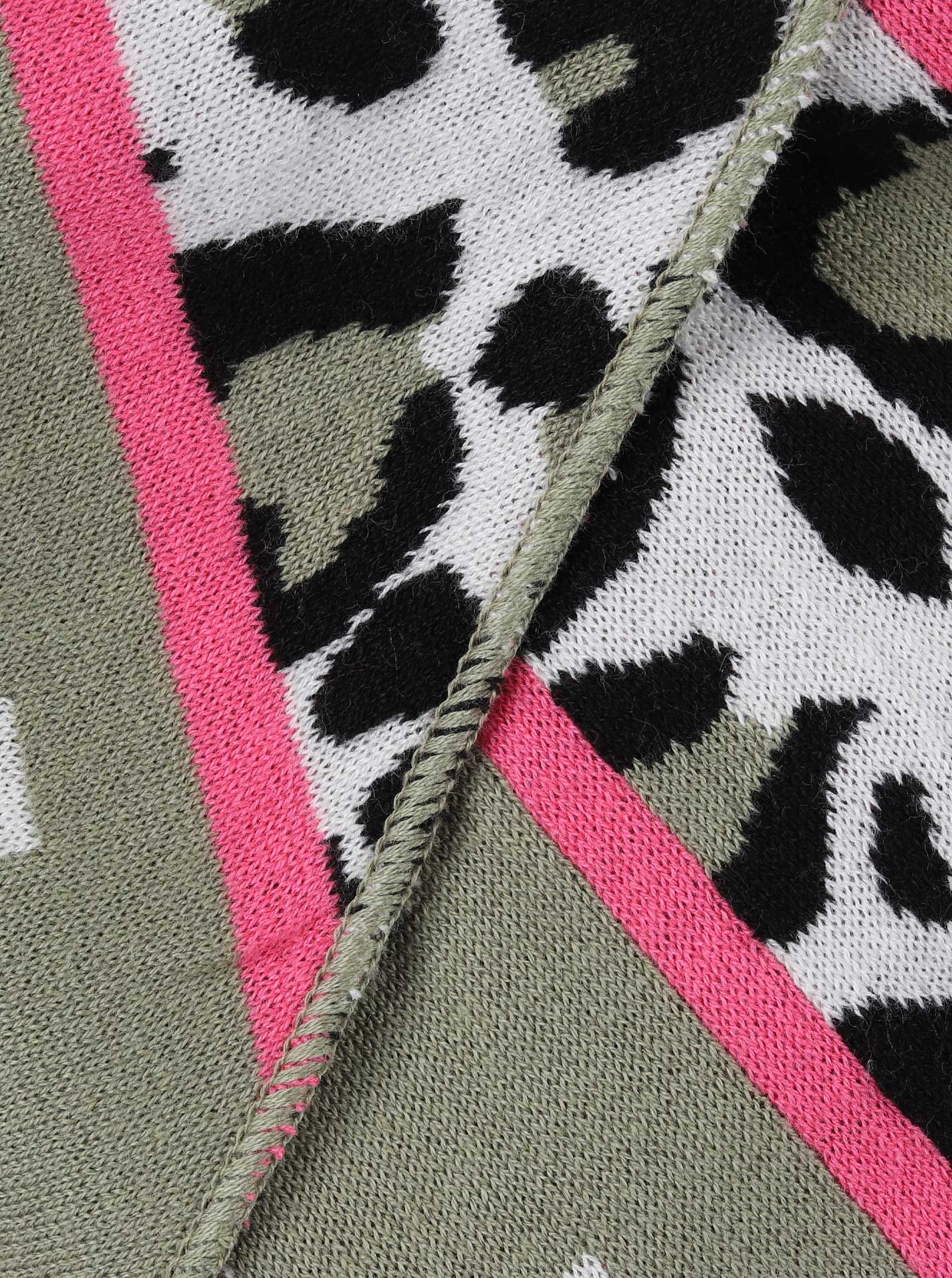 Zwillingsherz Dreieckstuch »"Peace"« Schriftzug und Leomuster, wärmend, Strick