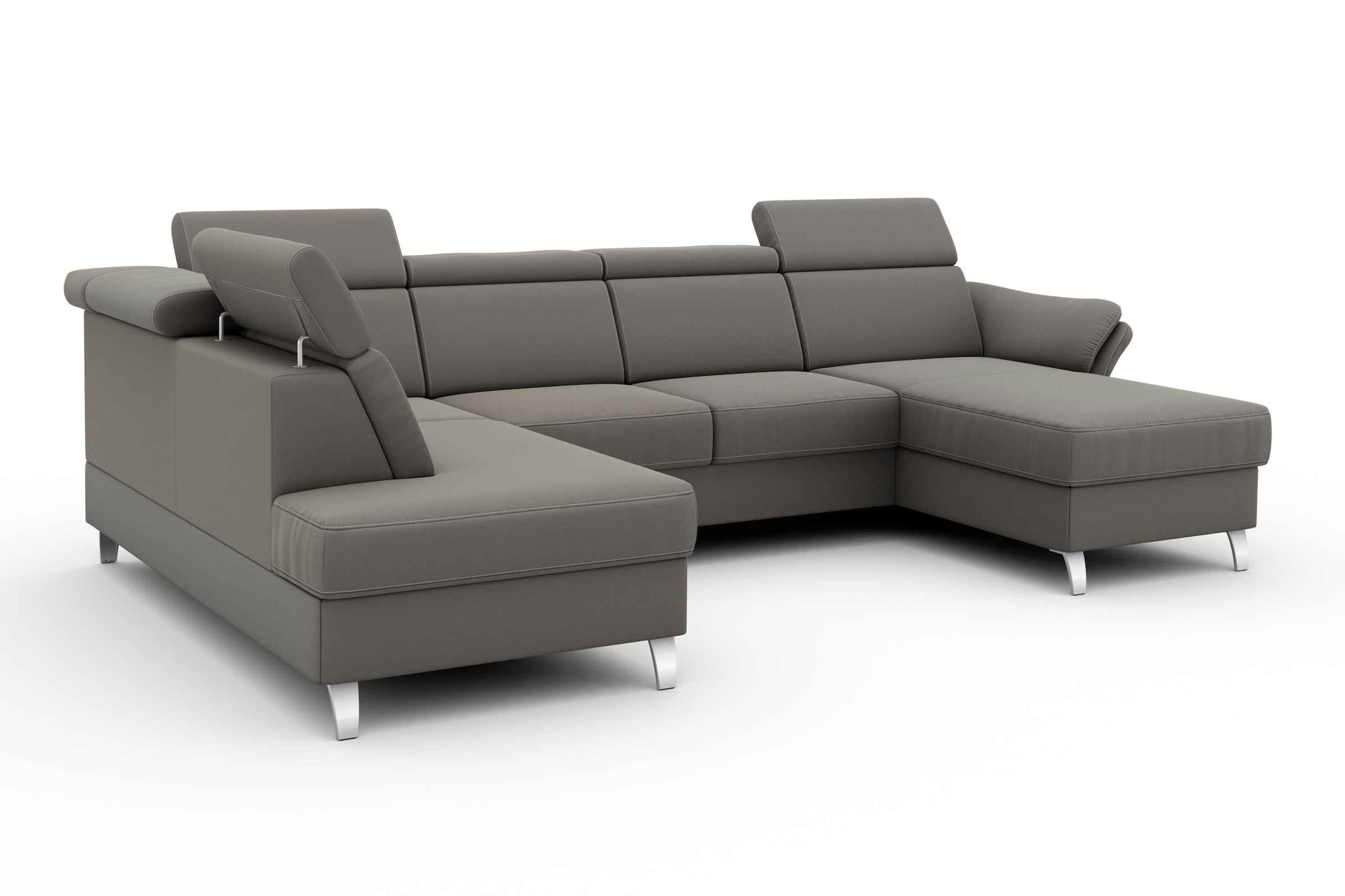 sit&more Wohnlandschaft »Vincenzo U-Form«, inklusive Kopfteilverstellung, wahlweise mit Bettfunktion, Bettkasten