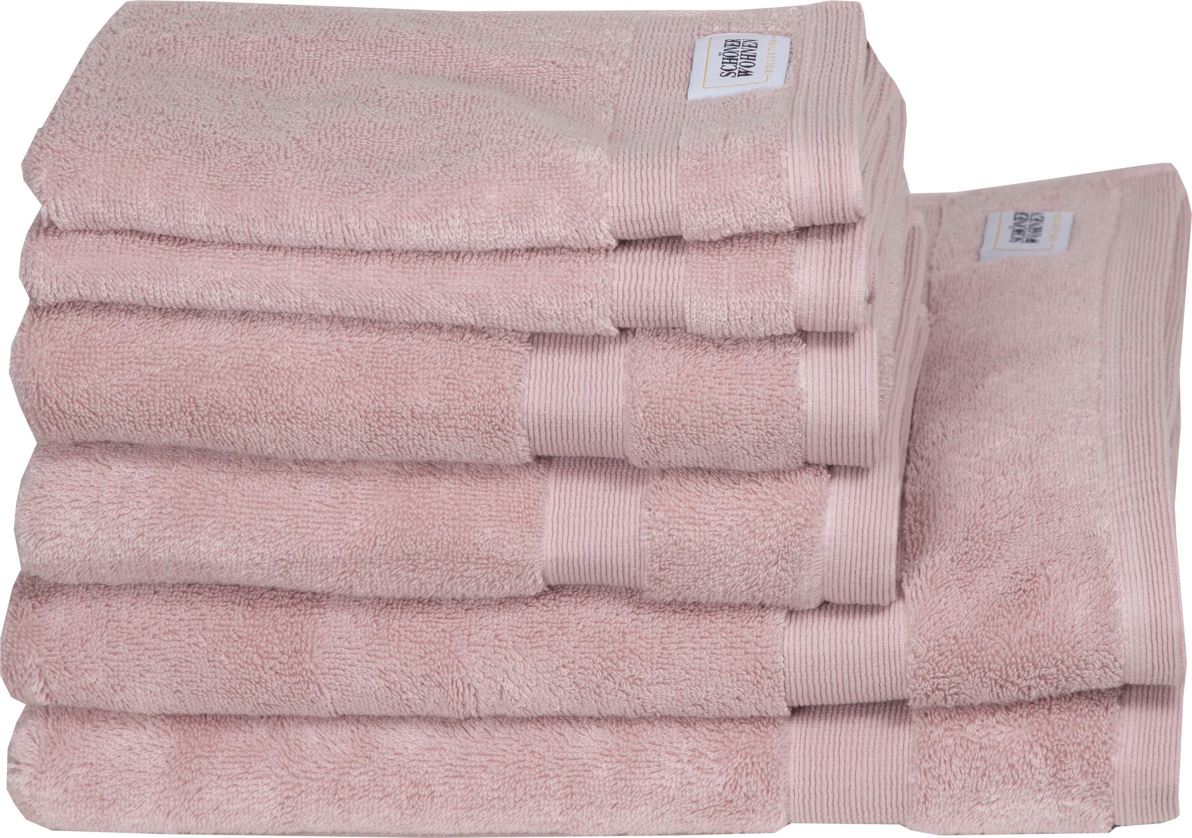 SCHÖNER WOHNEN-Kollektion Handtuch Set »Cuddly«, (Set, 6 St., 2 Handtücher 50x100 cm-2 Badetücher 70x140 cm-2 Gästetücher 30x50 cm), schnell trocknende Airtouch-Qualität