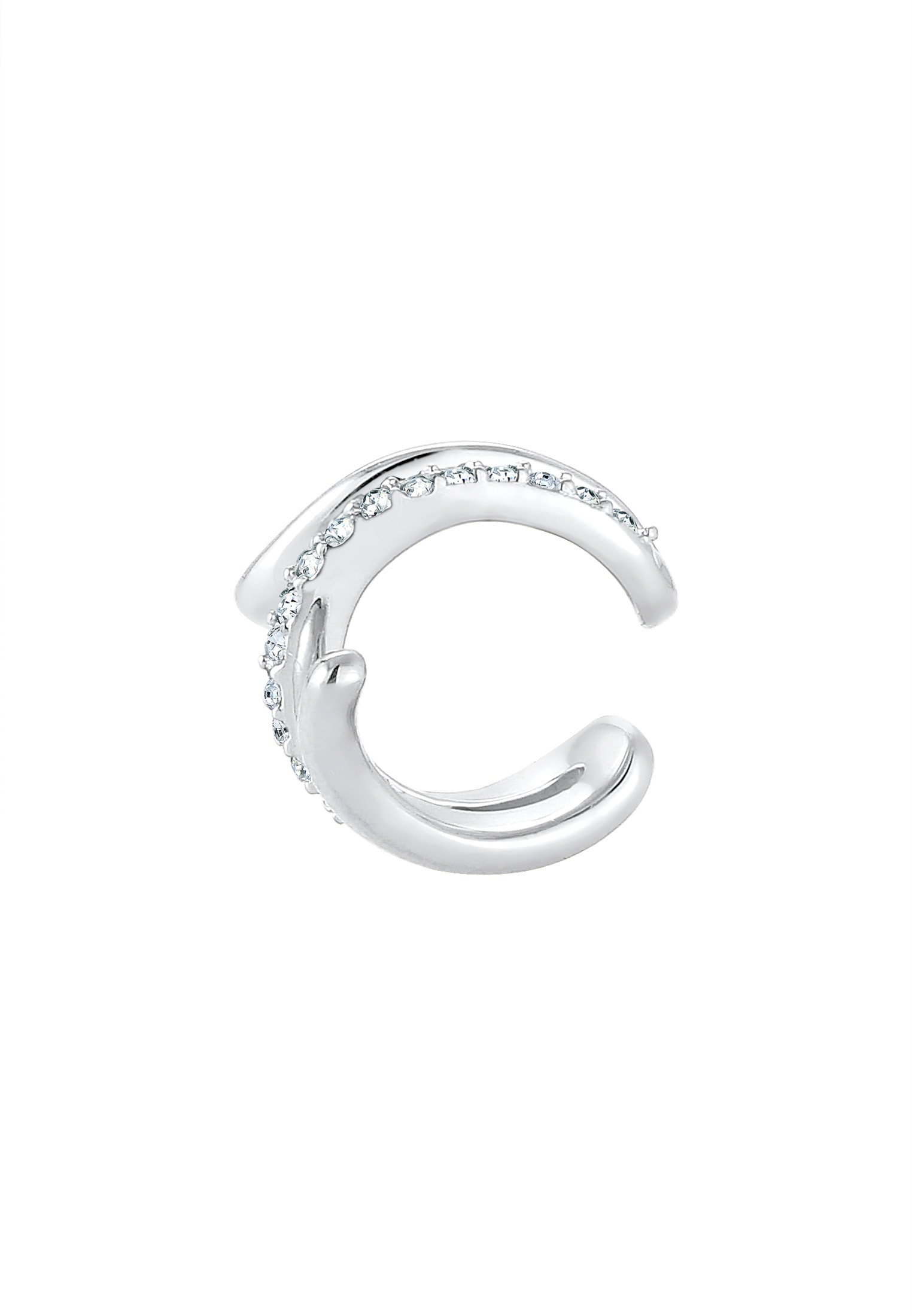 Elli Ohrklemme »Ohrringe Single Earcuff Twisted Kristalle Weiß 925 Sterling Silber«