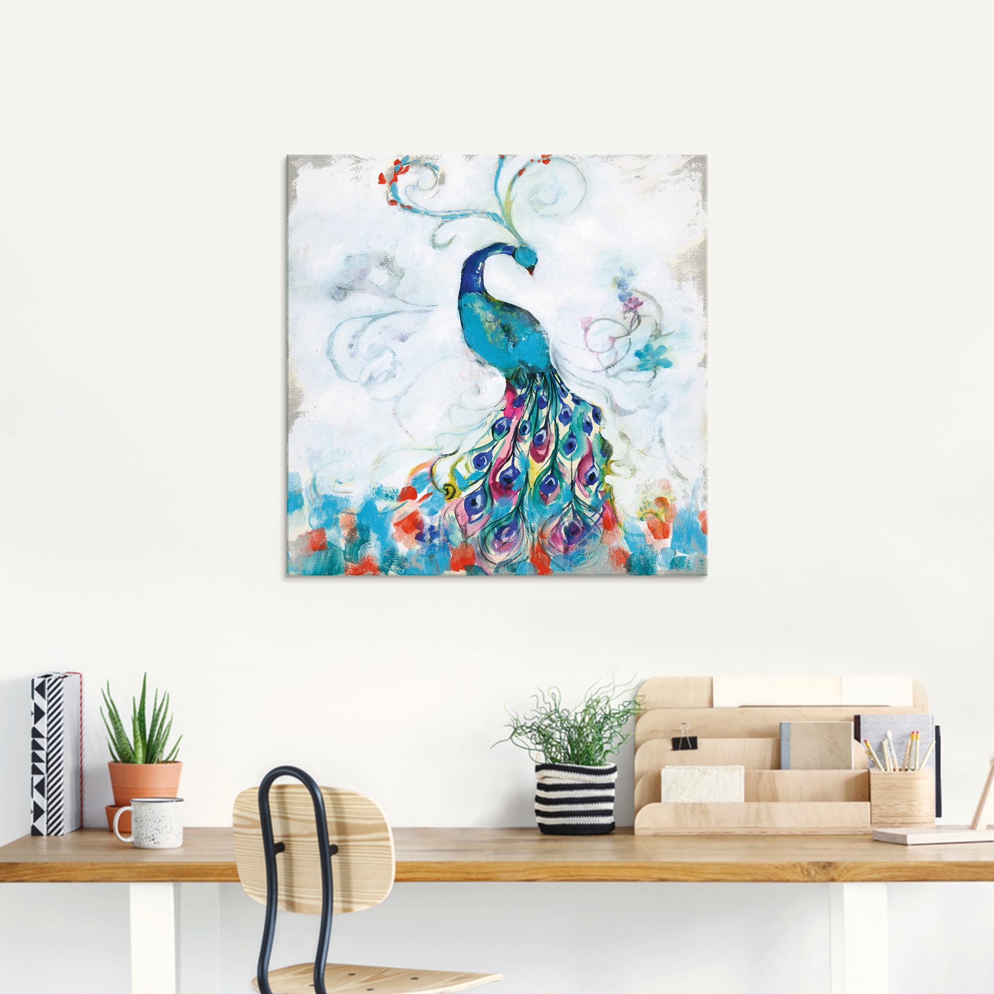 Artland Glasbild »Konfettipfau I«, Vögel, (1 St.), in verschiedenen Größen