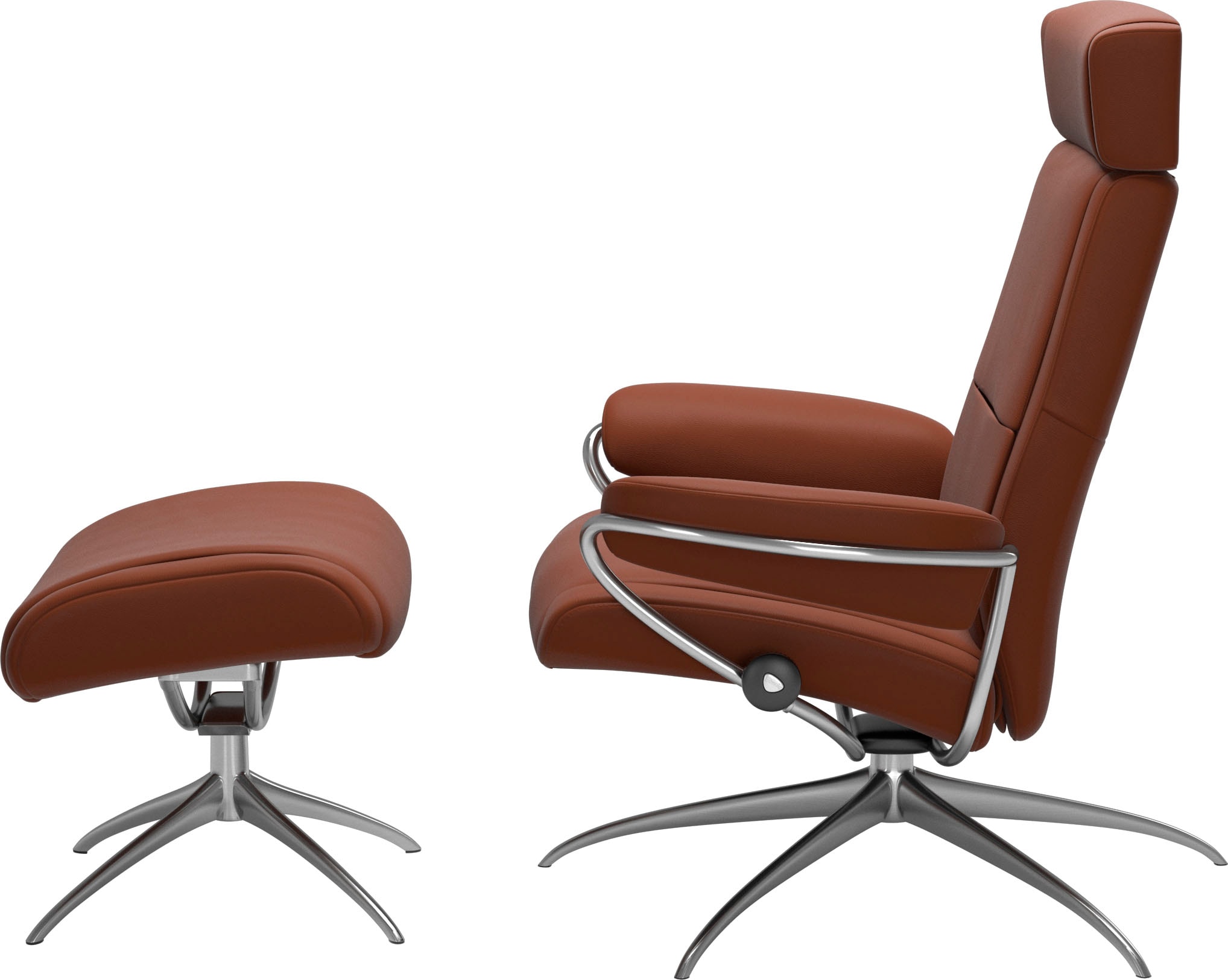 Stressless® Relaxsessel »Paris« Set, Relaxsessel mit Hocker,  mit Hocker, Low Back mit Kopfstütze, mit Star Base, Gestell Chrom