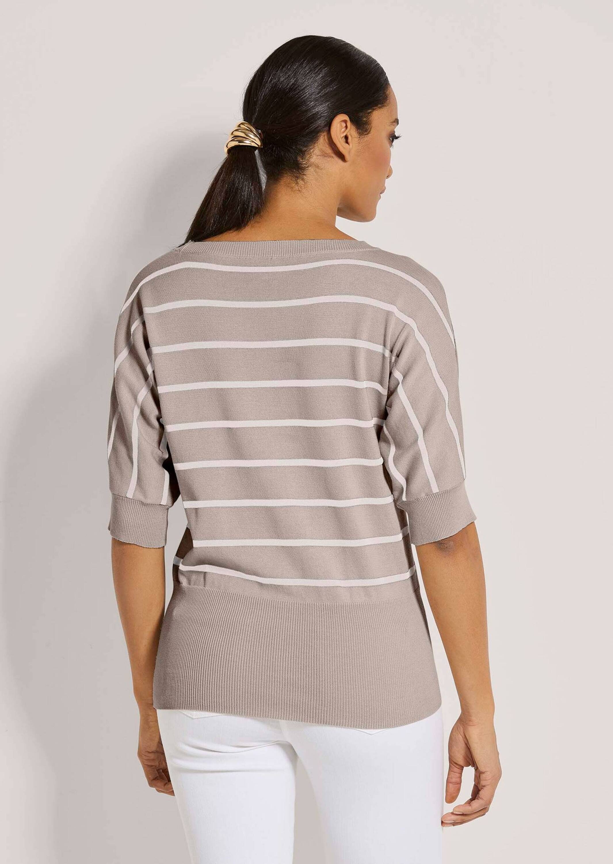 MADELEINE Longpullover »Strickpullover Ringelpullover im maritimen Look« hoher Saumbund