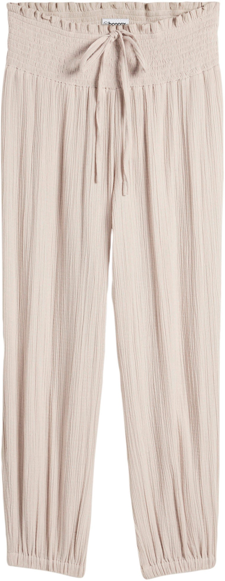 bonprix Haremshose »Musselin Hose mit Smockbund«  aus Musselin, aus Baumwolle, lockere Passform, mit Smockbund