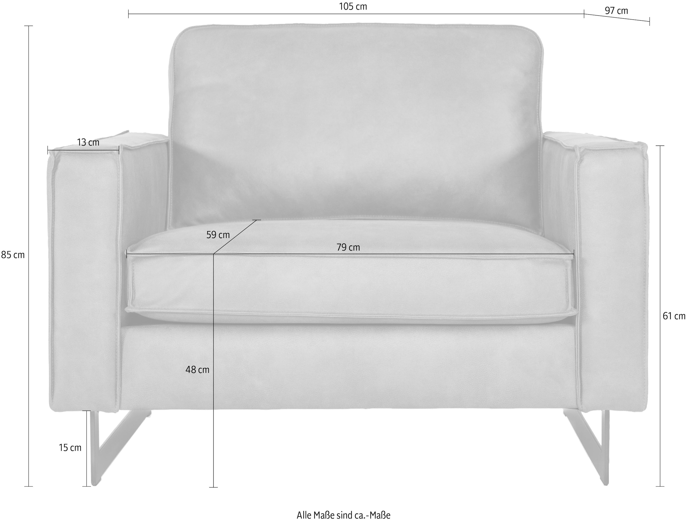 Home affaire Loveseat »Pinto 105 cm, Cord, Chenille, Lederoptik« mit Keder, Metallfüßen und auch in Cord Bezug erhältlich