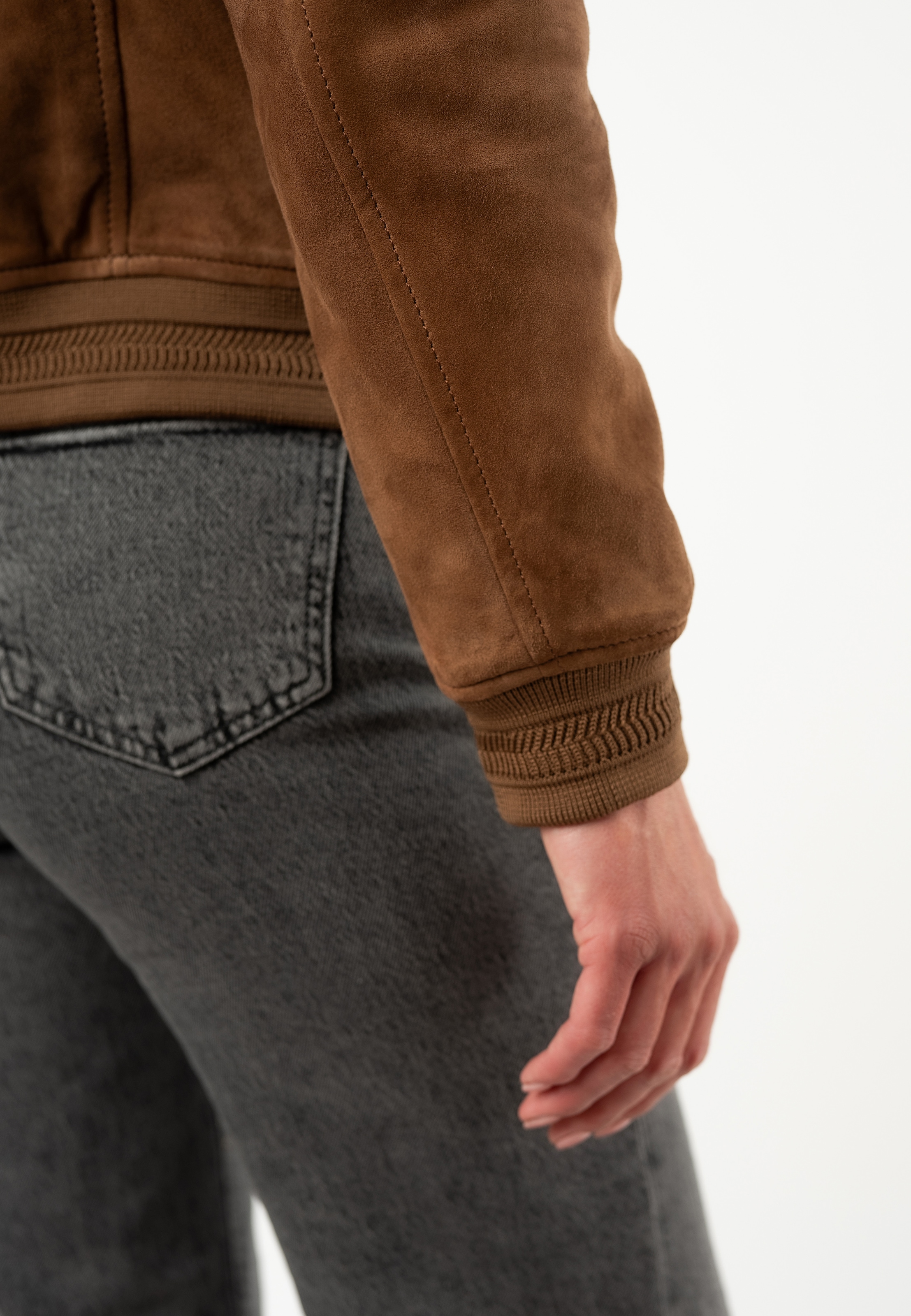Mauritius Lederjacke »MWDarija« mit geripptem Stehkragen, Wildleder
