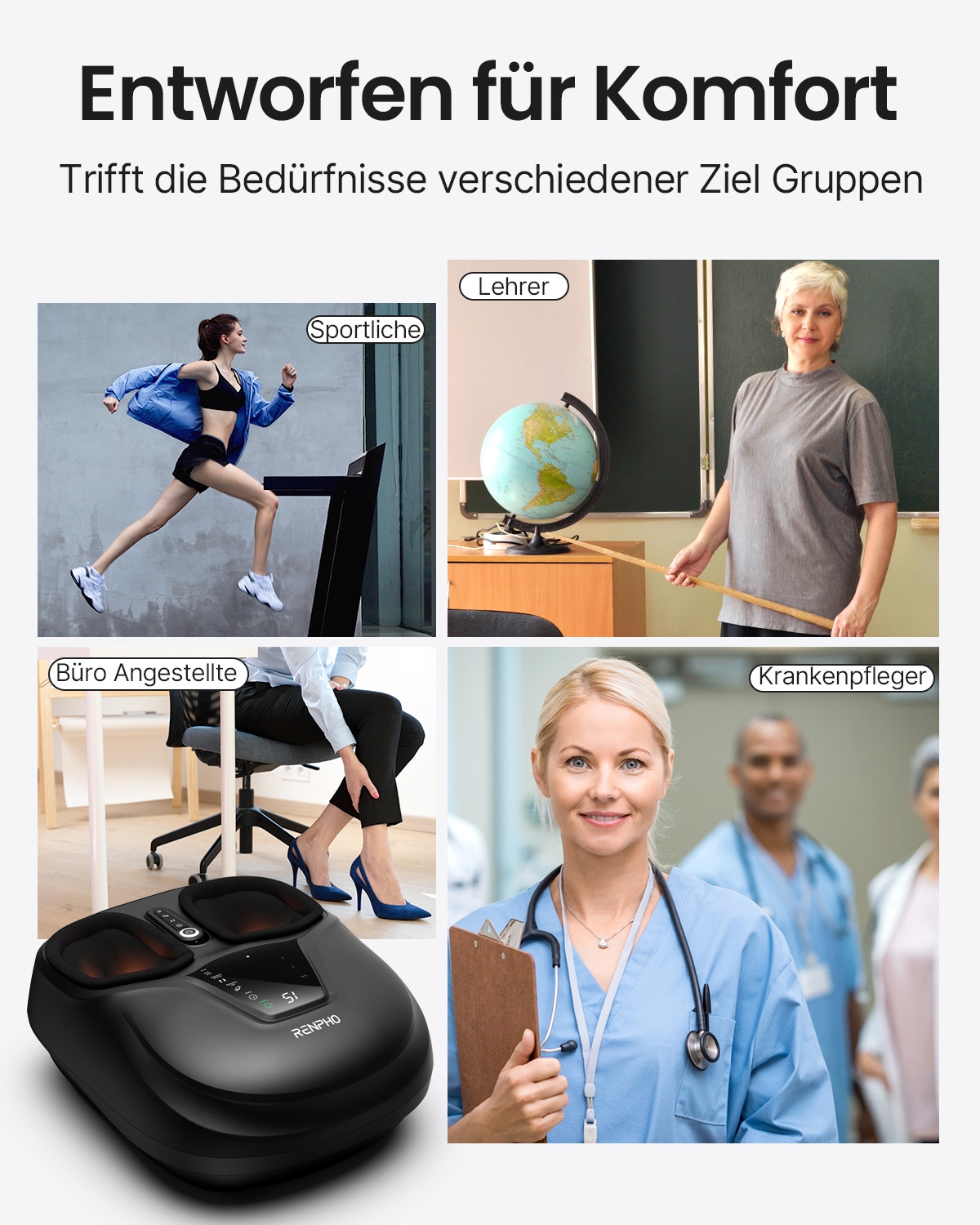 Renpho Fußmassagegerät »Shiatsu Foot Massager Compact FM-058«, Shiatsu-Kompressionsmassage - Entspannung für den gesamten Fußbereich