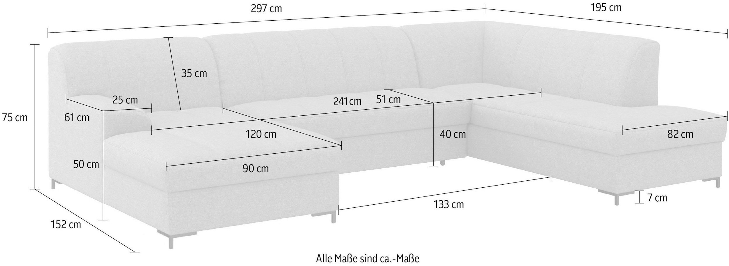 INOSIGN Wohnlandschaft »Balme, moderne Formensprache, zeitloses Design, U-Form«, Inkl. Zierkissen, wahlweise mit Bettfunktion