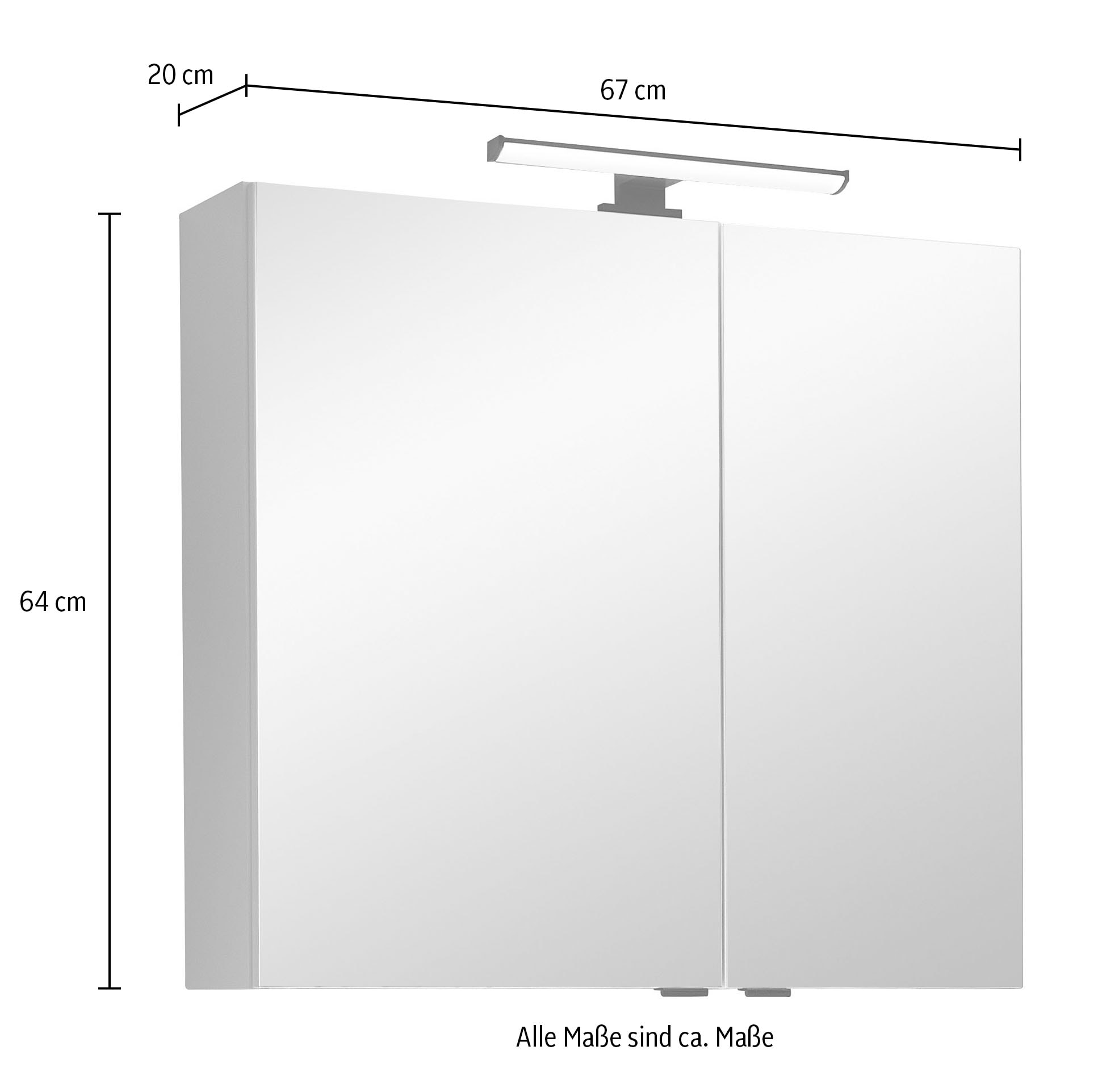 Saphir Badezimmerspiegelschrank »Quickset 500, 2 Türen, 67cm breit, LED-Aufsatzleuchte«