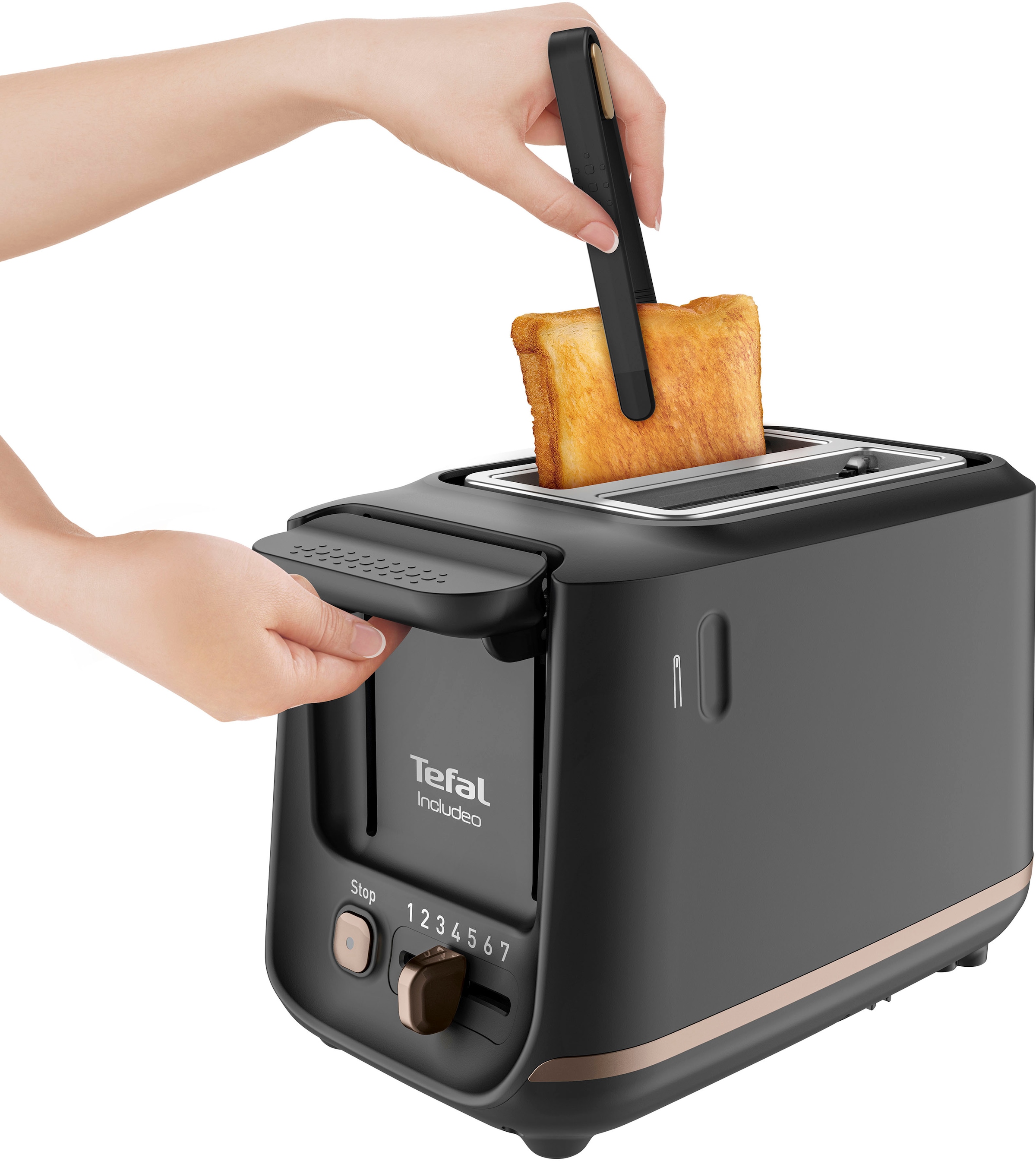 Tefal Toaster »TT5338 Includeo«, für 2 Scheiben, 850 W, Magnetzange, 7 Bräunungsstufen, Krümelschublade, Anhebevorrichtung