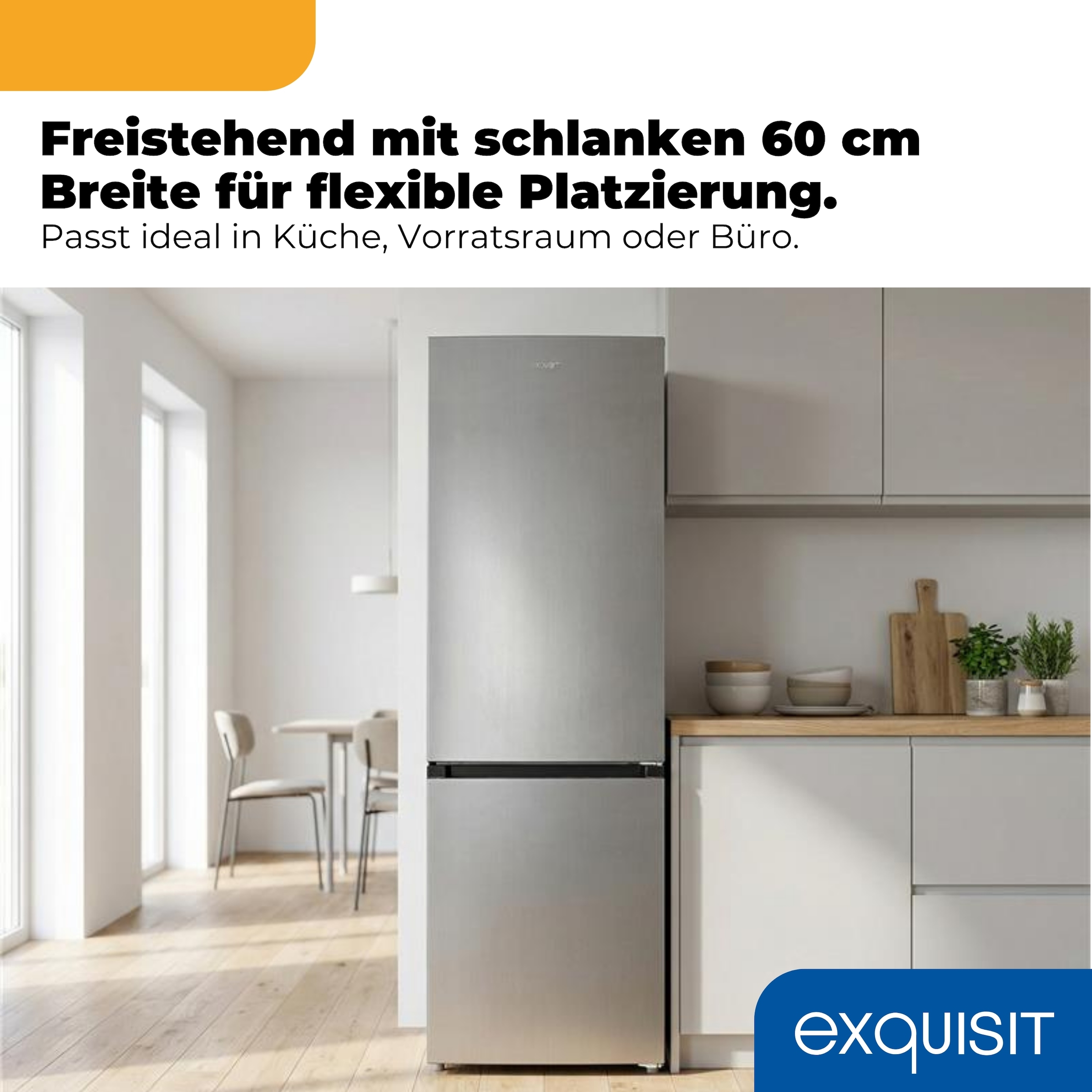 exquisit Kühl-/Gefrierkombination »KGC400-130-NF-040D inoxlook« 186 cm hoch 60 cm breit Humidity Box für optimale Feuchtigkeitsregulierung & kein Abtauen mehr