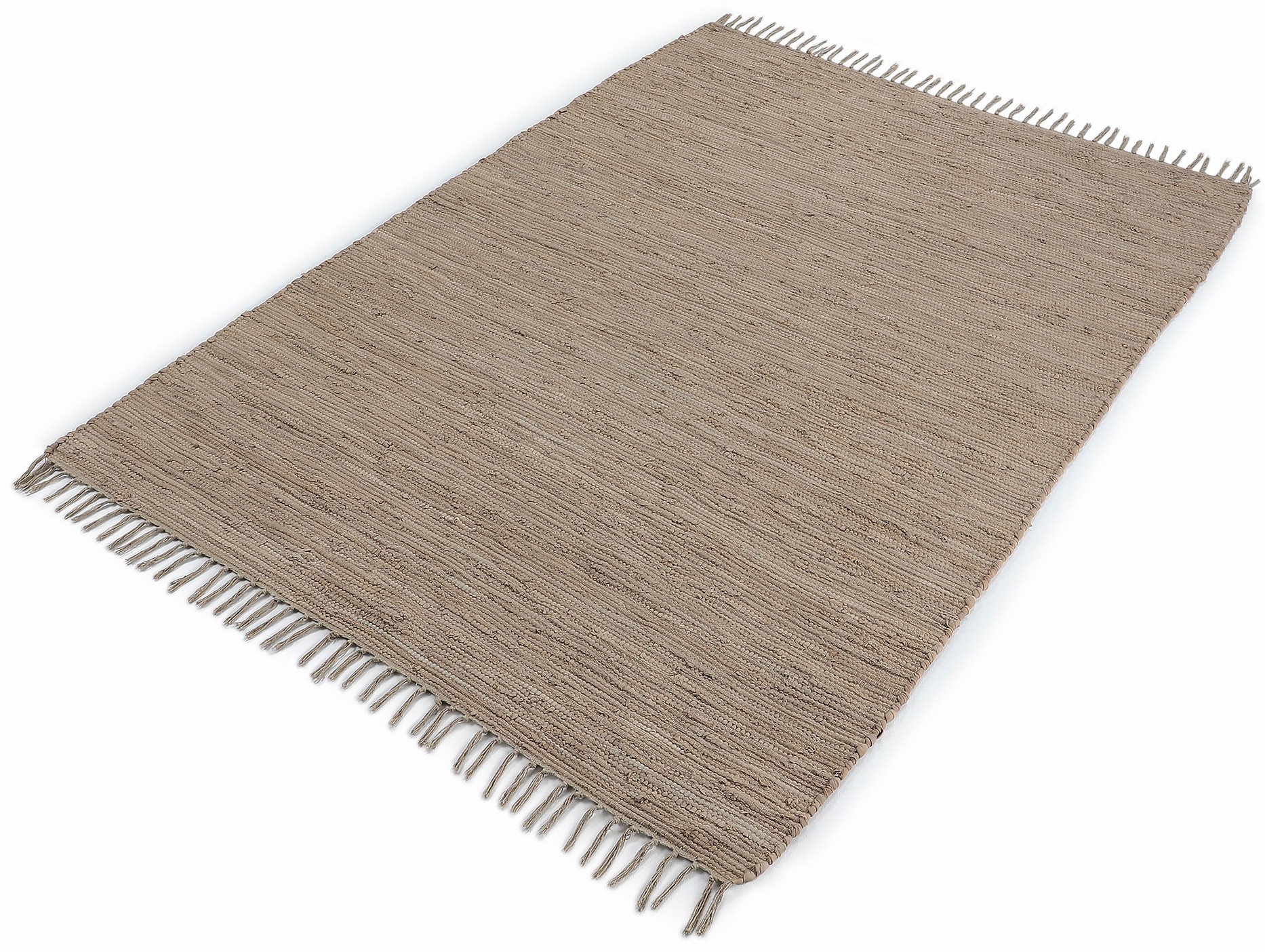 carpetfine Teppich »Kelim Chindi uni«, rechteckig, 5 mm Höhe, Wendeteppich, reine Baumwolle, handgewebt, Uni-Farben, mit Fransen