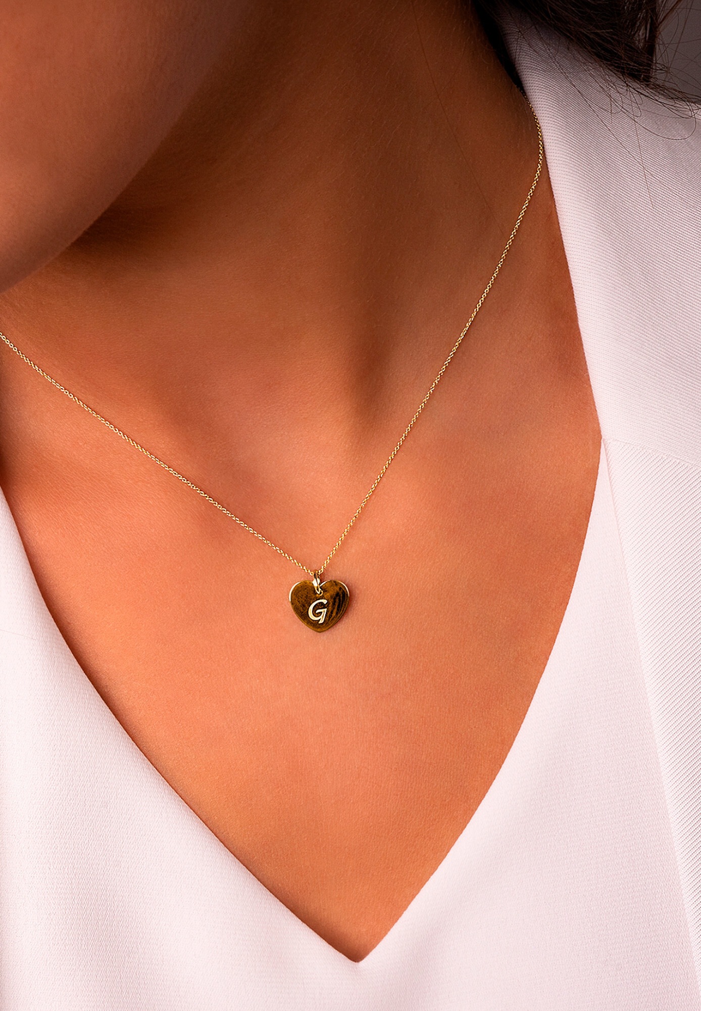ONE ELEMENT Kettenanhänger »Herz mit Gravur G Buchstaben Anhänger aus 333 Gelbgold«