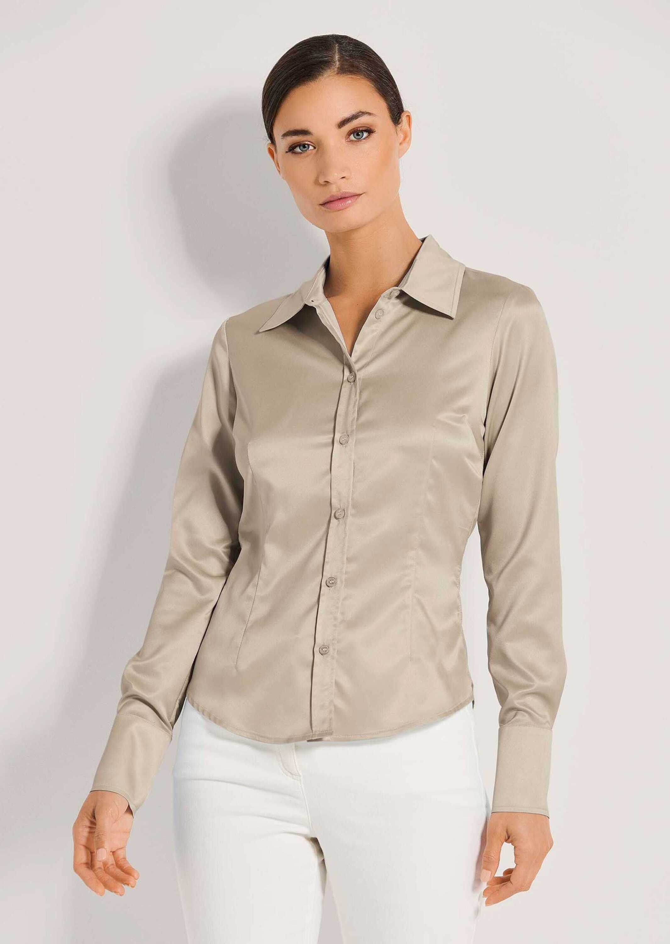 MADELEINE Hemdbluse »Bluse Langarm Satinbluse mit edlem Glanz«