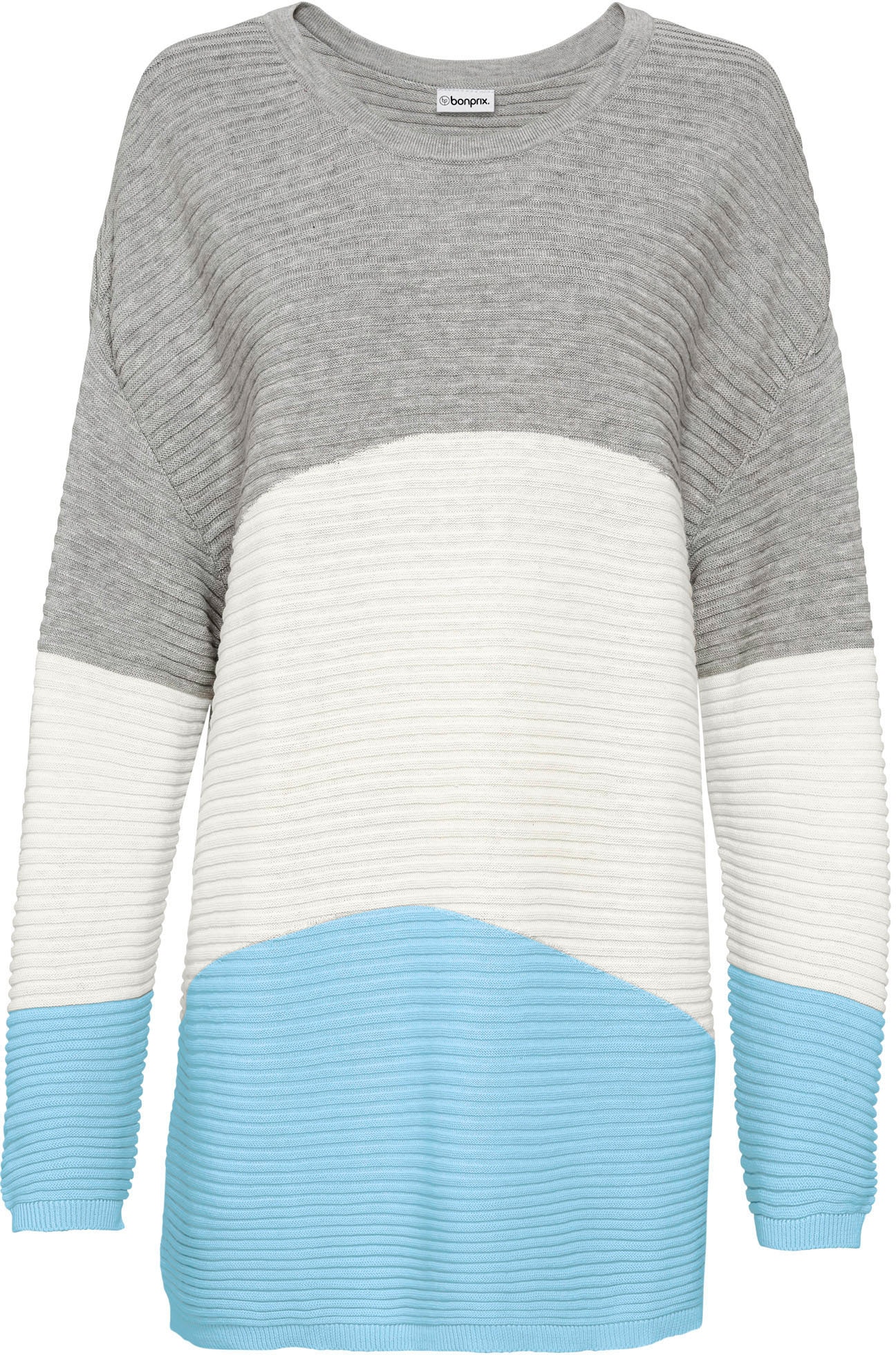 bonprix Longpullover aus Baumwollmischung, mit Rundhalsausschnitt, lange Form