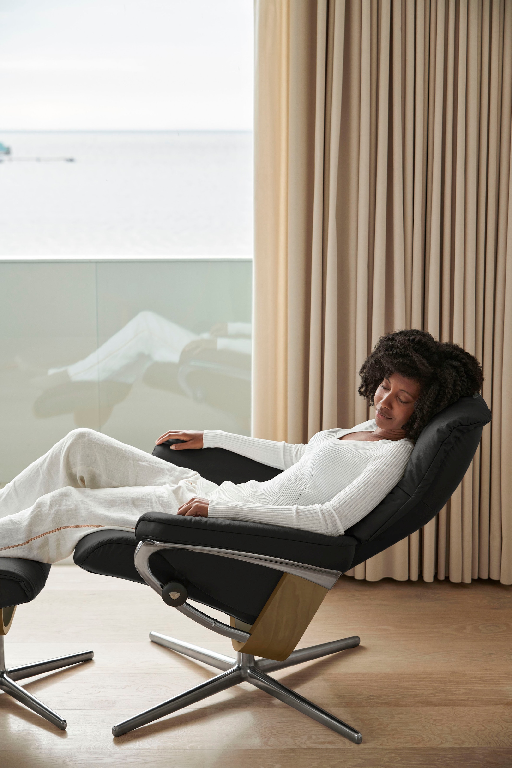Stressless® Fußhocker »Mayfair« mit Cross Base, Größe S, M & L, Holzakzent Eiche