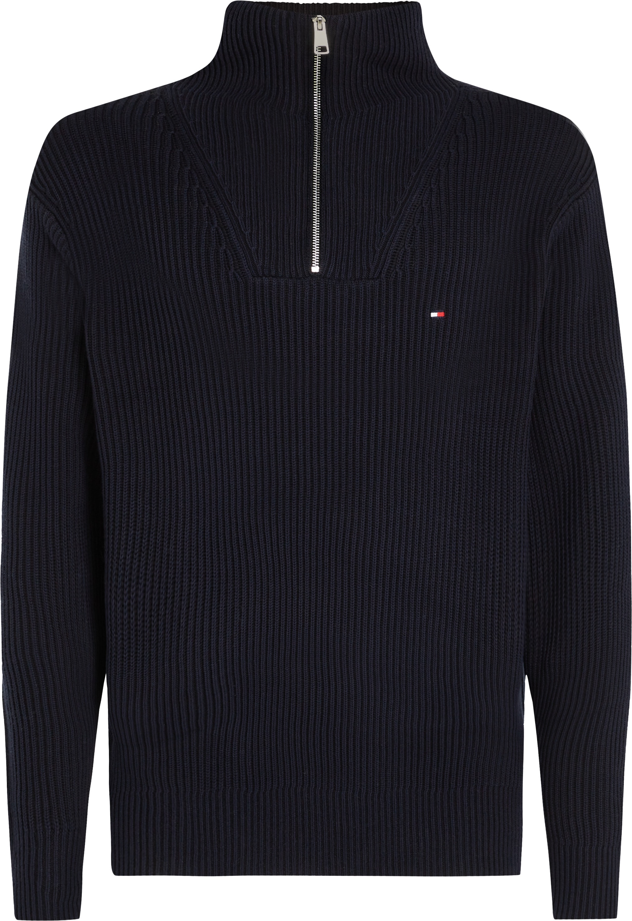 TOMMY HILFIGER Big & Tall Stehkragenpullover »BT-CHUNKY CTN RIB NAUTICAL ZM-B«, in Großen Größen, Logostickerei