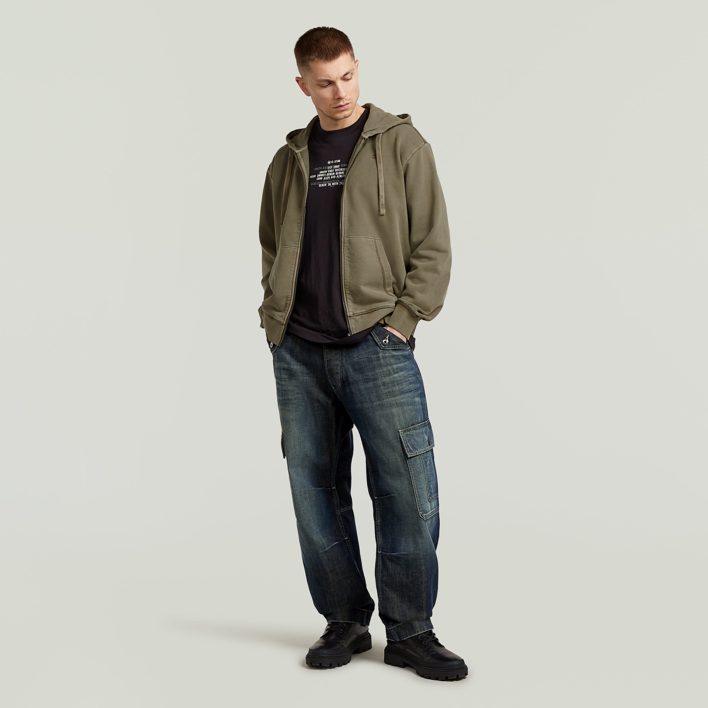 G-STAR Kapuzensweatjacke »Modern washed full zip hdd sw ls« in Baumwollqualität, Regular Fit