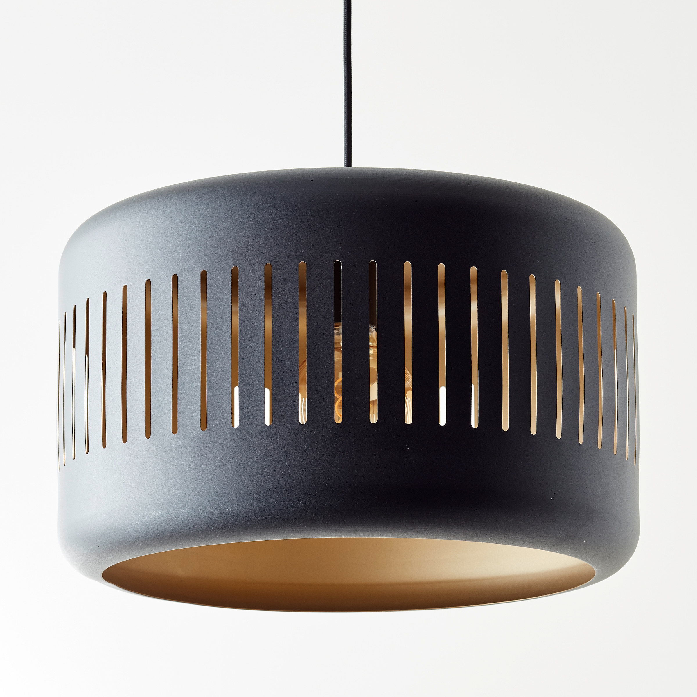 Brilliant Pendelleuchte »Tyas«, 1 flammig, Leuchtmittel E27 | ohne Leuchtmittel, 120 x 38 cm, 1 x E27, kürzbar, Metall, schwarz/goldfarben