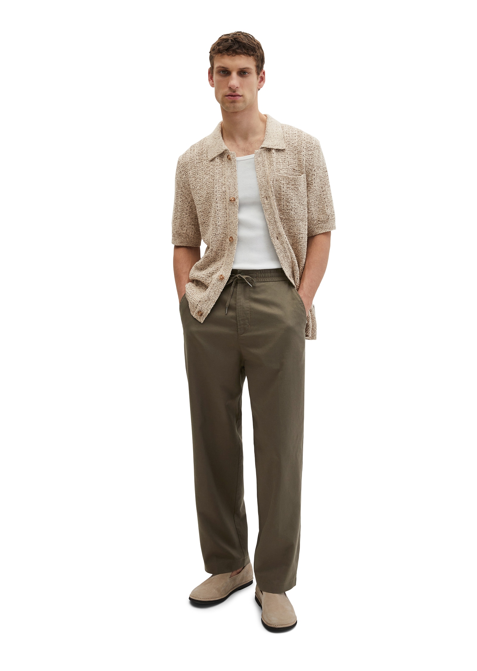 Marc O'Polo Chinohose »DFB Travel Collection«  Model Mossbo Jogger wide aus TENCEL™ Lyocell -Leinen-Mix
