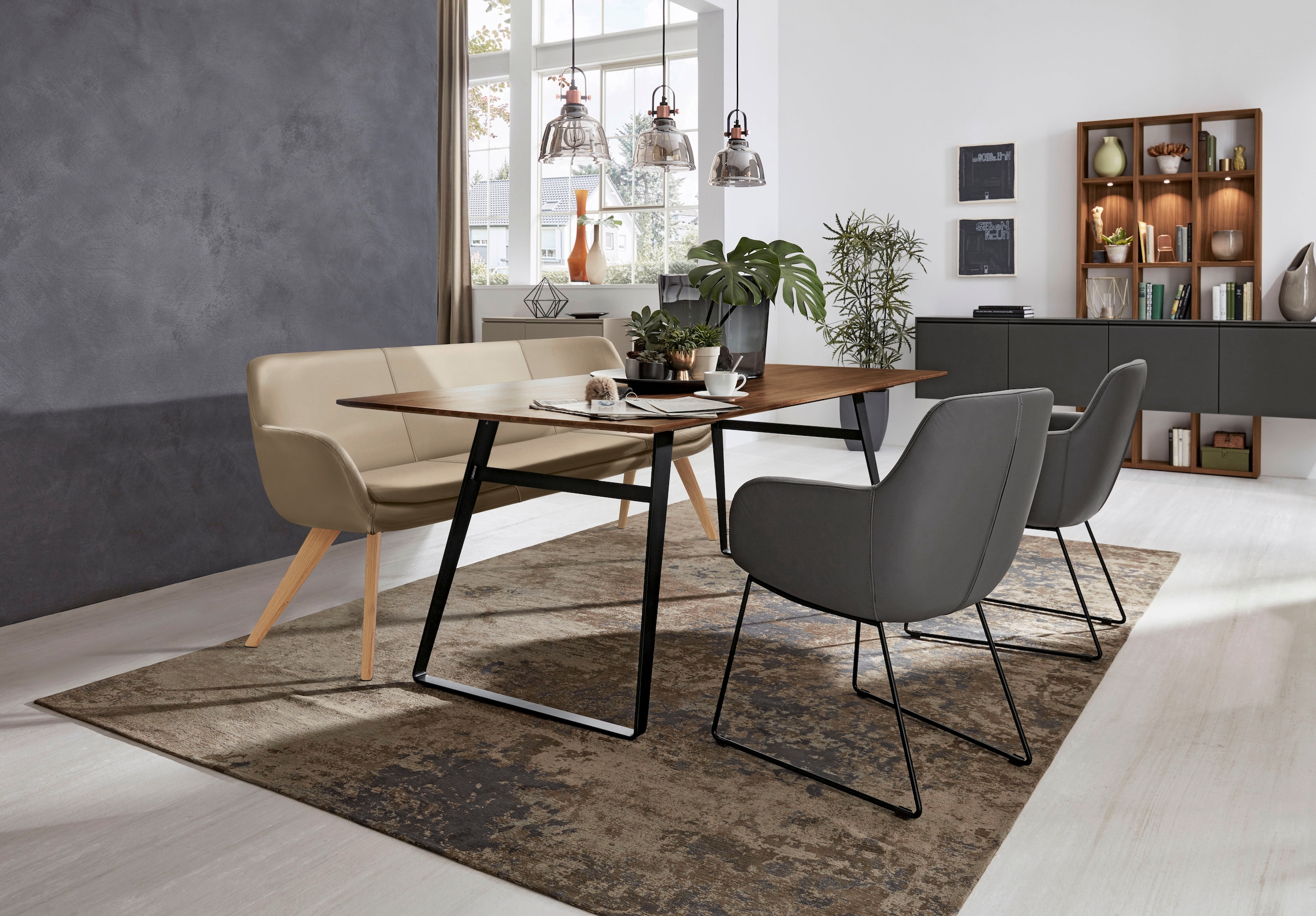 Musterring Essbank »Tavia«, Stativgestell aus Eiche bianco massiv, Breite 180, 200 oder 220 cm