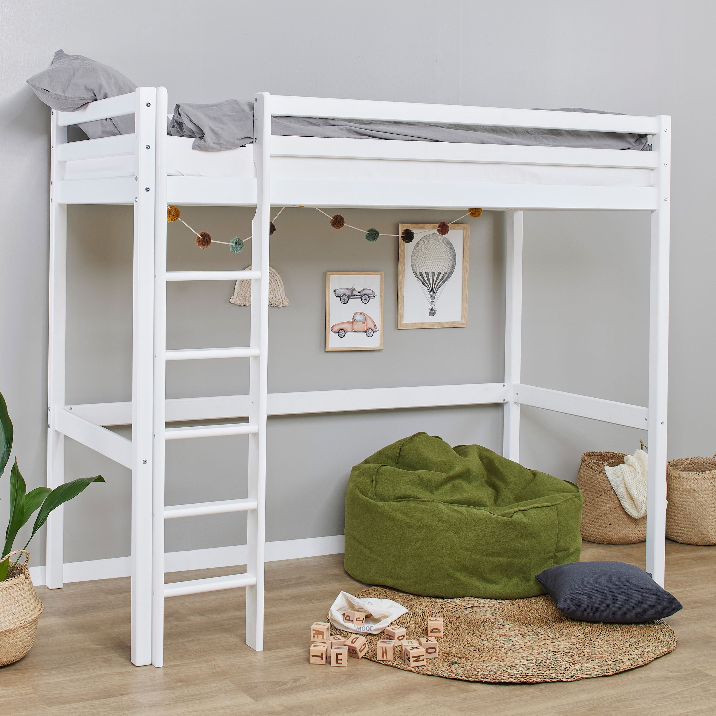 Hoppekids Hochbett »ECO Dream« 90x200 Massiv, umbaubar zum Einzelbett