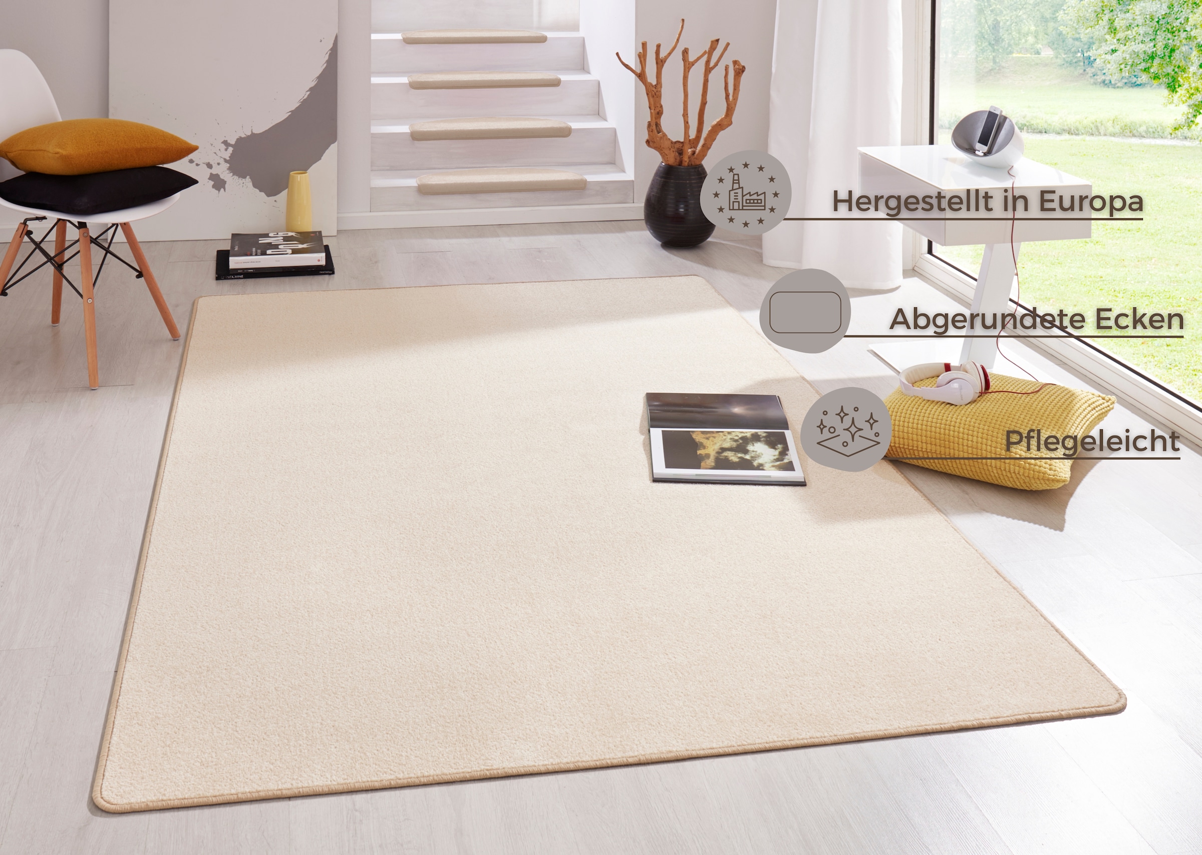 HANSE Home Teppich »Fancy«, rechteckig, 7 mm Höhe, Kurzflor, Läufer, uni, gekettelt, Wohnzimmer, Schlafzimmer, Esszimmer