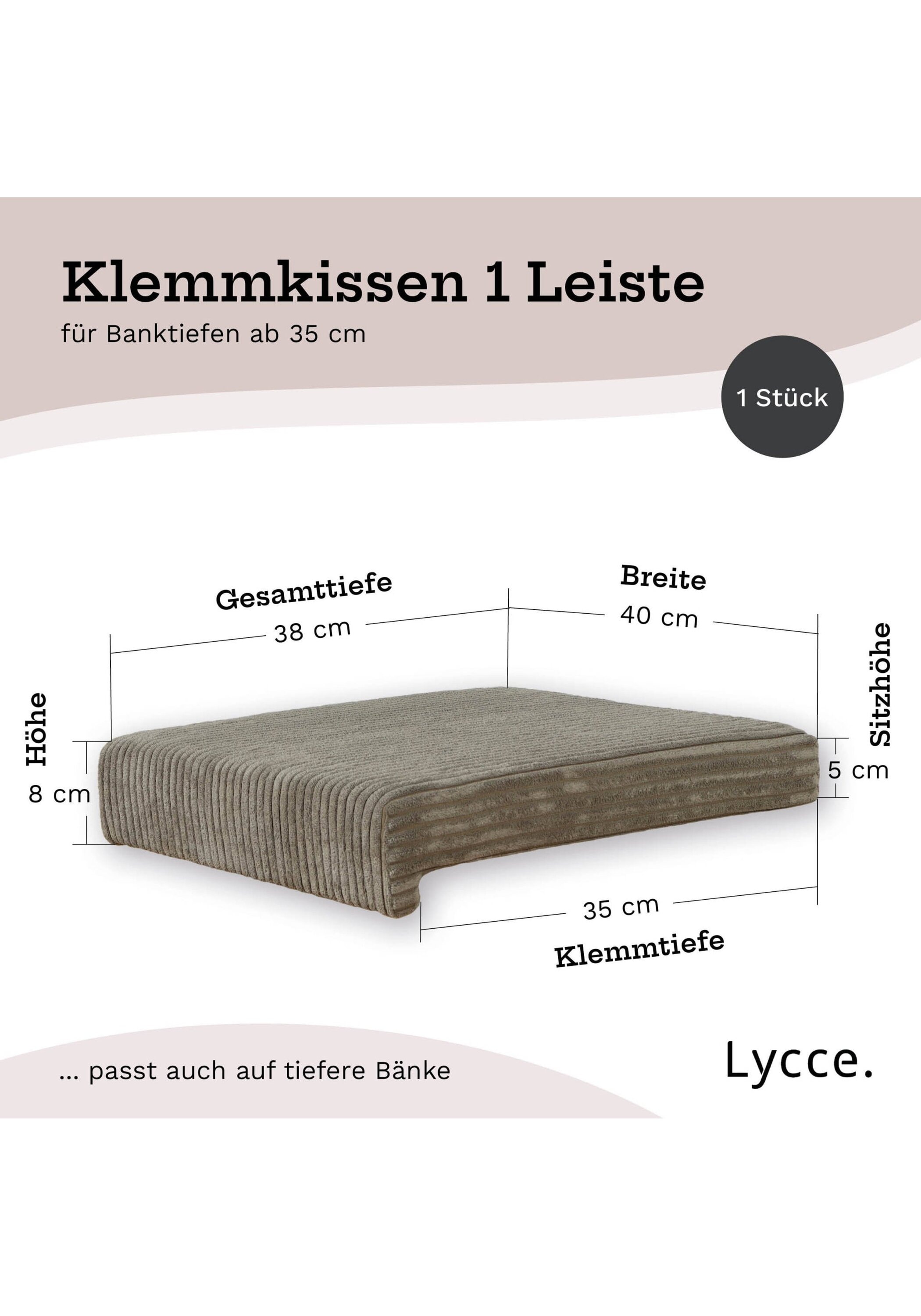Lycce Bankauflage »Bankauflage Bankauflage Klemmkissen 1 Leiste 1er Pack« 3