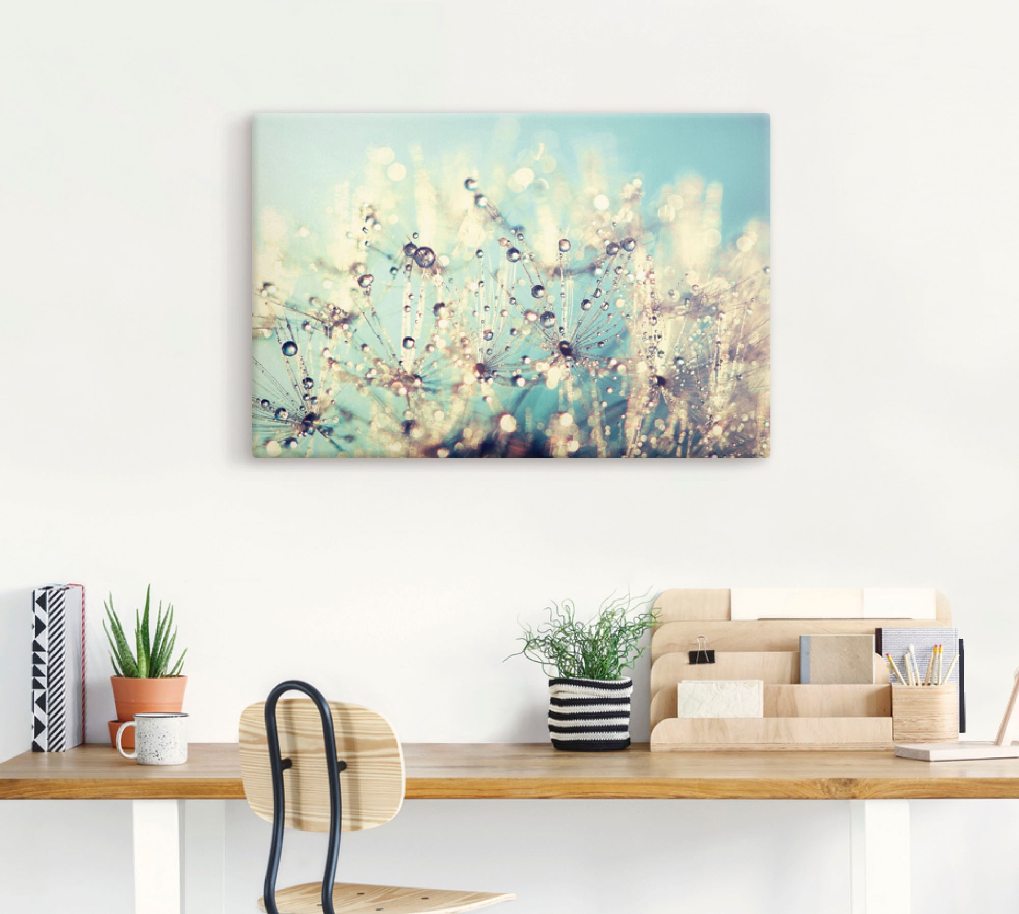 Artland Leinwandbild »Pusteblume benetzt mit Tautropfen«, Blumen, (1 St.), auf Keilrahmen gespannt
