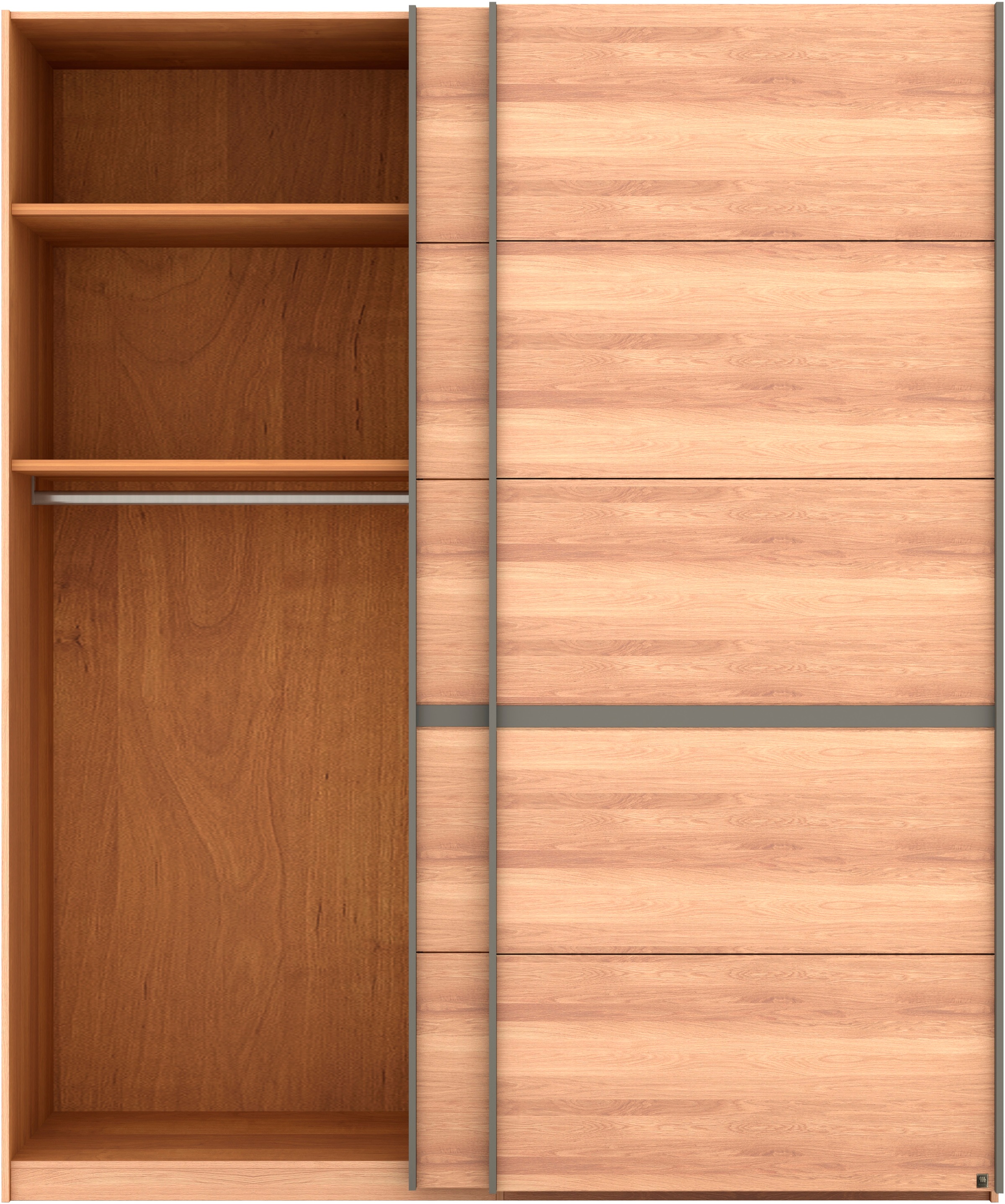 Musterring Schwebetürenschrank »Sorrent, Kleiderschrank, Schrank, Schiebetüren«, (Teilmassiv Eiche, MADE IN GERMANY), Türen in Eiche massiv mit Kassetten-Optik, verschiedene Maße verfügbar