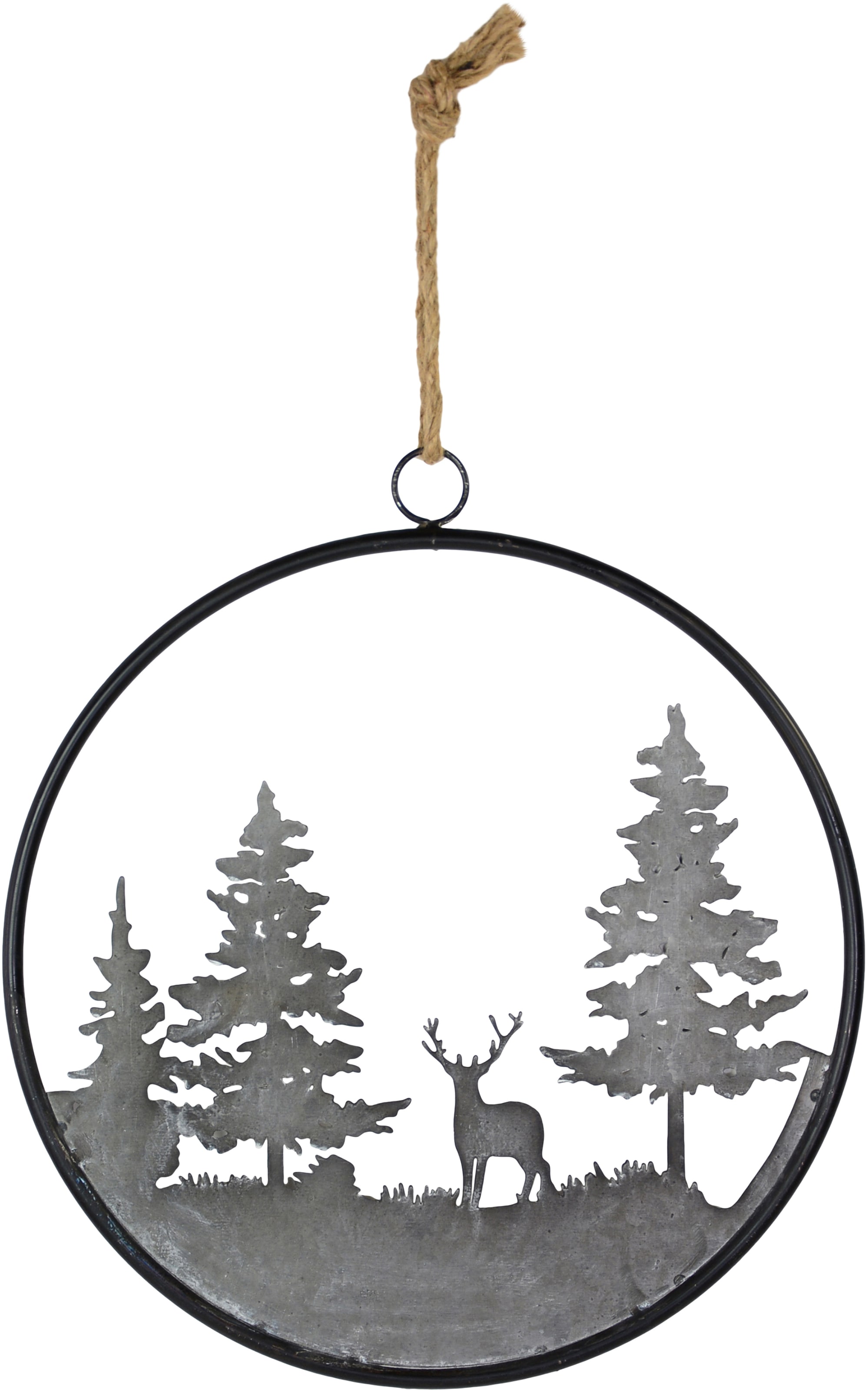 Dekohänger »Wald, Weihnachtsdeko«, Dekoring, Metalldeko zu Weihnachten, Ø 33 cm