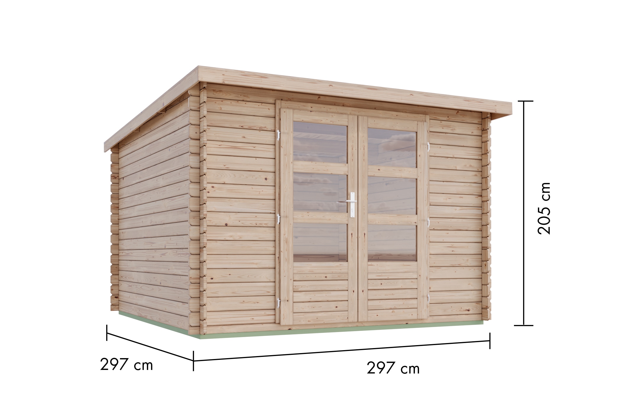Karibu Gartenhaus »"Remus" mit Pultdach aus Massivholz, klassische Blockbohlenbauweise« aus hochwertiger naturbelassener nordischer Fichte